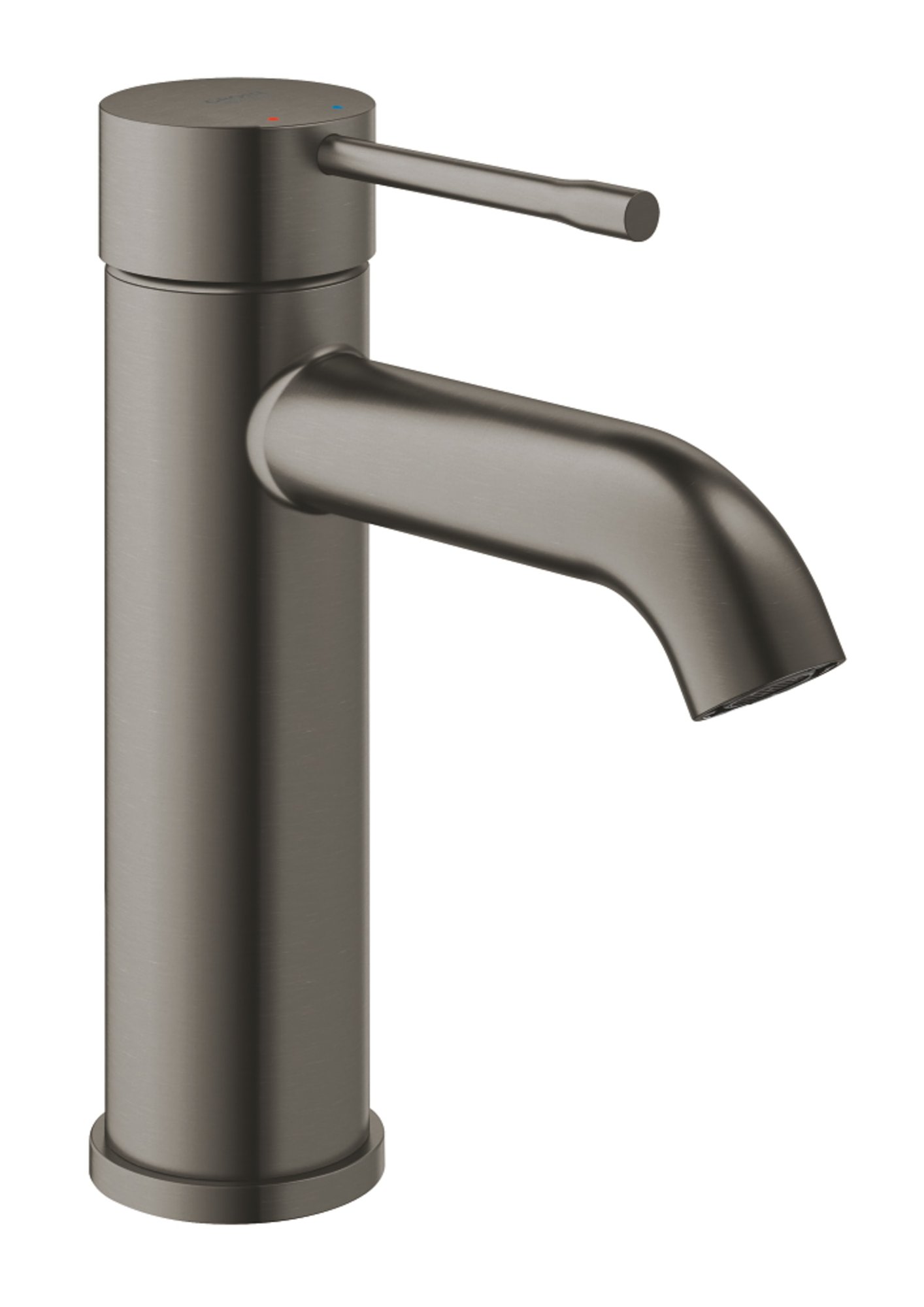 Grohe Essence New Wastafelmengkraan S-size, eengreeps, 1-gats, 174mm hoogte, glad, 116mm uitloop, vast, hard graphite geborsteld (1200540232)