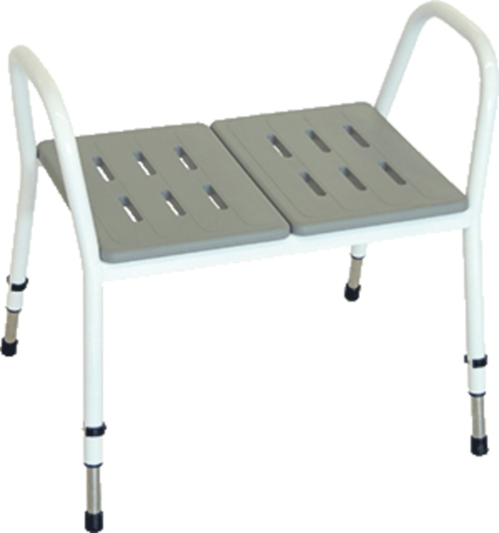 Linido Douchekruk breed model, met armleuningen, 415-565mm hoogte, 620mm breedte, 410mm diepte, RVS coating