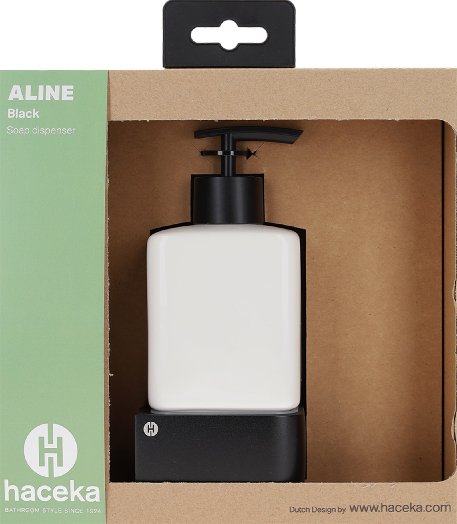 Haceka Aline zeepdispenser zwart aluminium keramiek