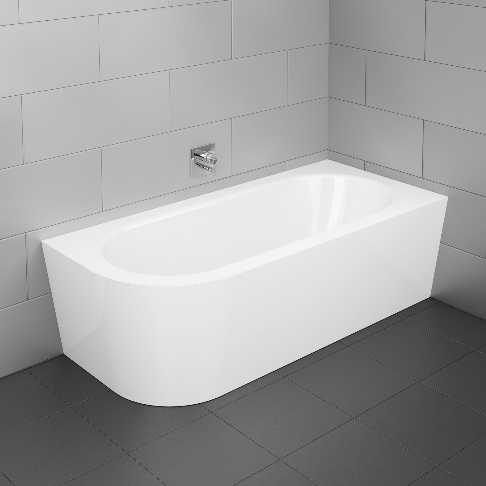 Bette BetteStarletV Silhouette, Ligbad, assymetrisch, afvoer midden, hoek, rechts, 1750 x 800 x 420mm (LxBxH), wit