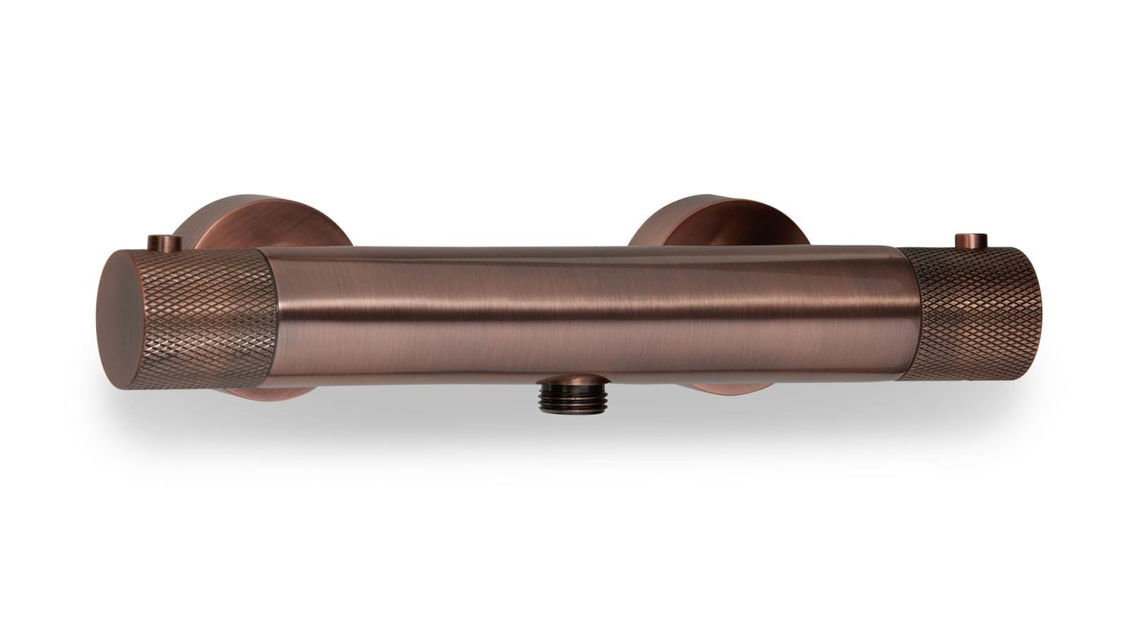 Blue Label Brondby Facet douchethermostaat 150mm, gekartelde greep, met koppelingen, geborsteld koper
