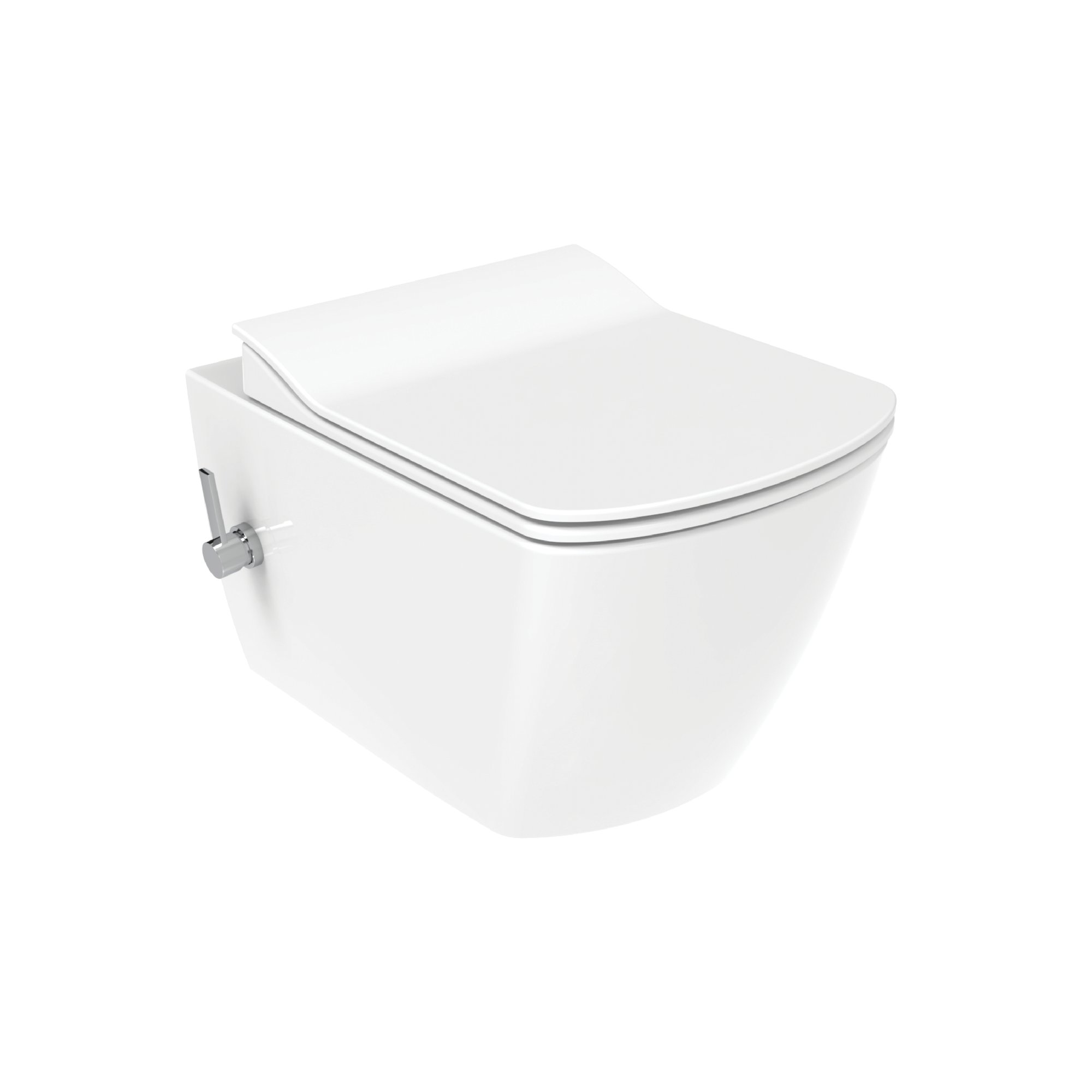 CREAVIT ELEGANT HANGTOILET MET BIDET - RANDLOOS - MET BIDETKRAAN KOUD EN WARM WATER - ZONDER ZITTING - GLANZEND WIT