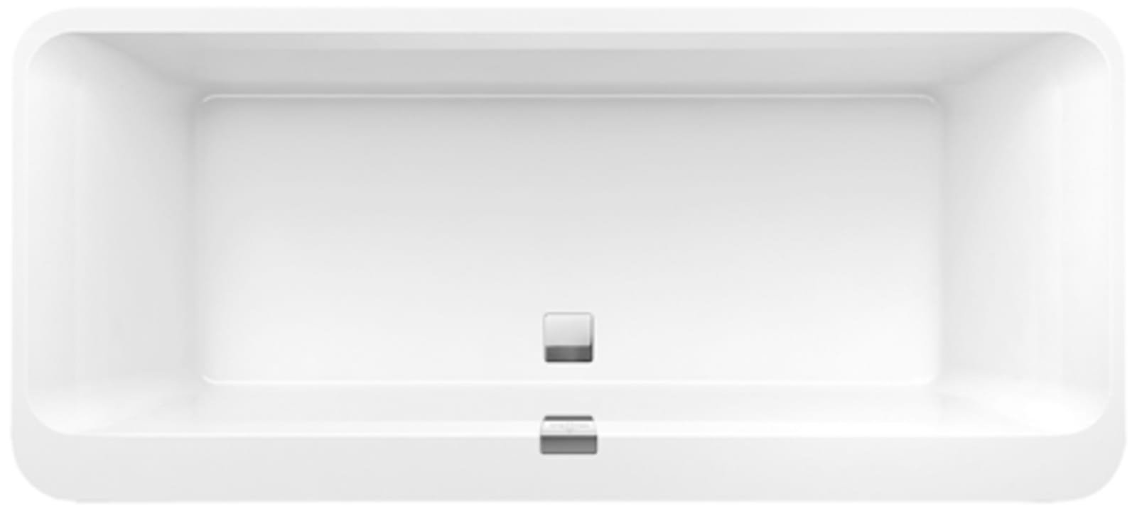 Villeroy & Boch, Squaro Edge 12 Duo, ovaal 1800 x 800, Combipool Entry, Quaryl, positie technische installatie 1, wit