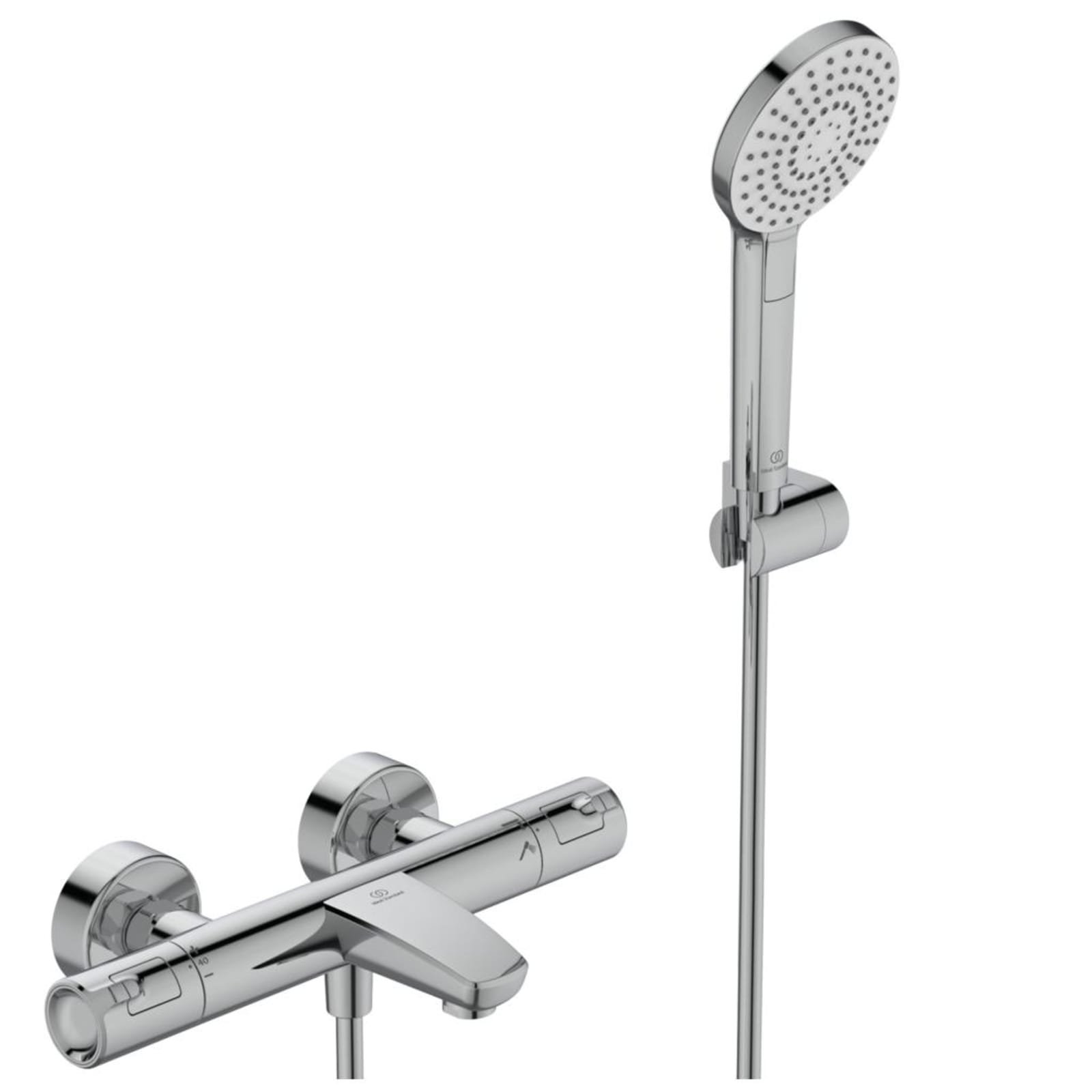 Ideal Standard Ceratherm T50 bad/douchethermostaat met badset incl. vaste handdouchehouder, handdouche, doucheslang 1600mm, chroom