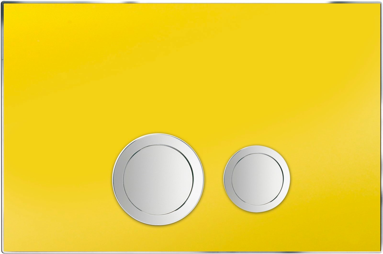 Rezi bedieningspaneel Design Glas, Zonnebloemgeel, met druktoetsen in verchroomd messing