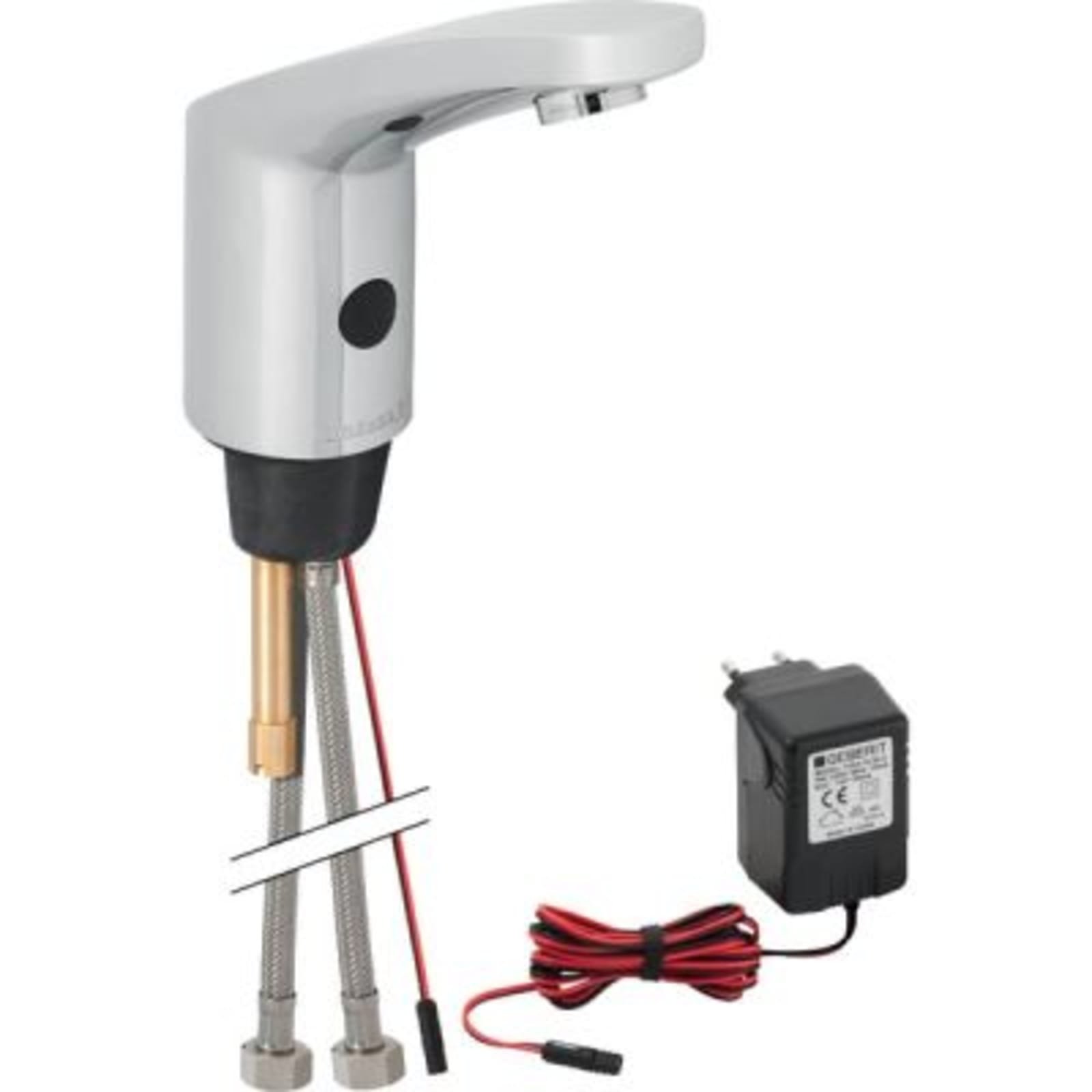 Geberit elektronische kraan, infrarood, zelfsluitend, 1-gats, 3/8", netvoeding, messing, voorspong 115mm, chroom-look (1200410275)