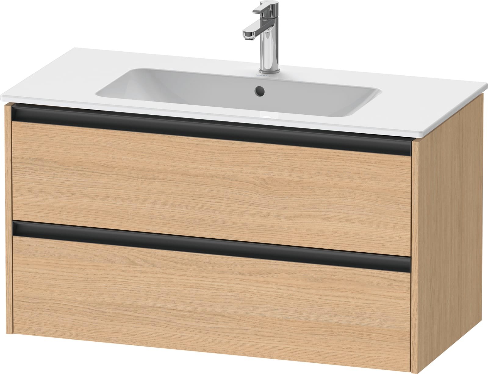 Duravit Ketho.2 Wastafelonderbouw hangend, Natuur eiken Mat, rechthoekig, aantal kleine lades: 2 – K25264030300000