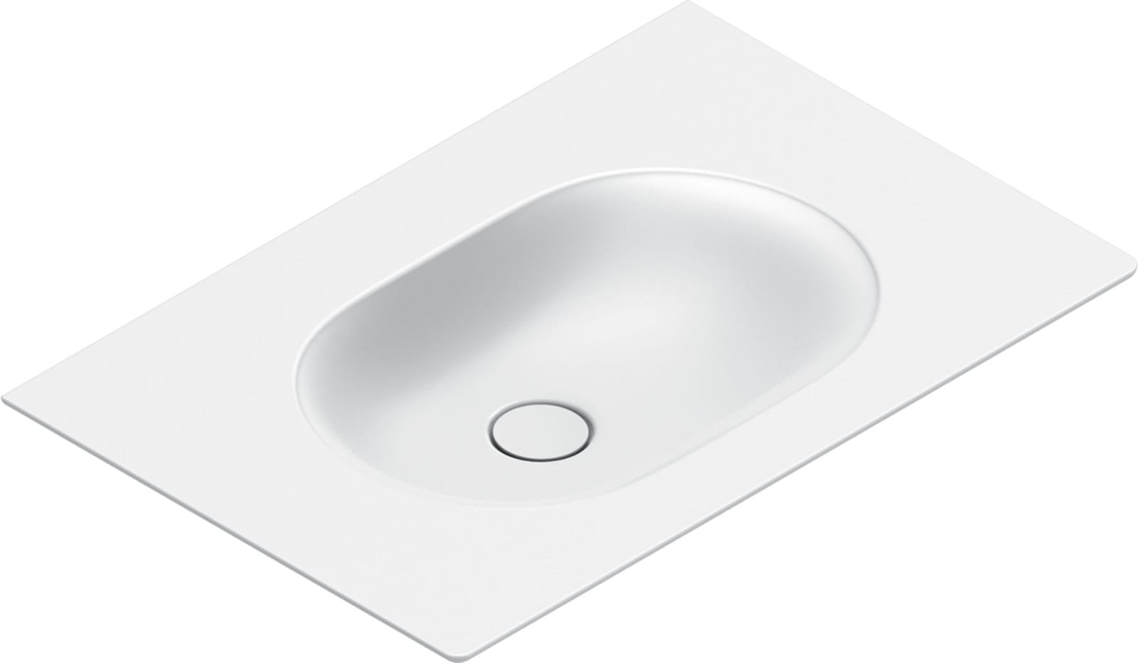Catalano Sfera wastafel. Antibacterieel, voorzien voor 3 kraangaten, zonder overloop. 75x50 cm. Mat wit