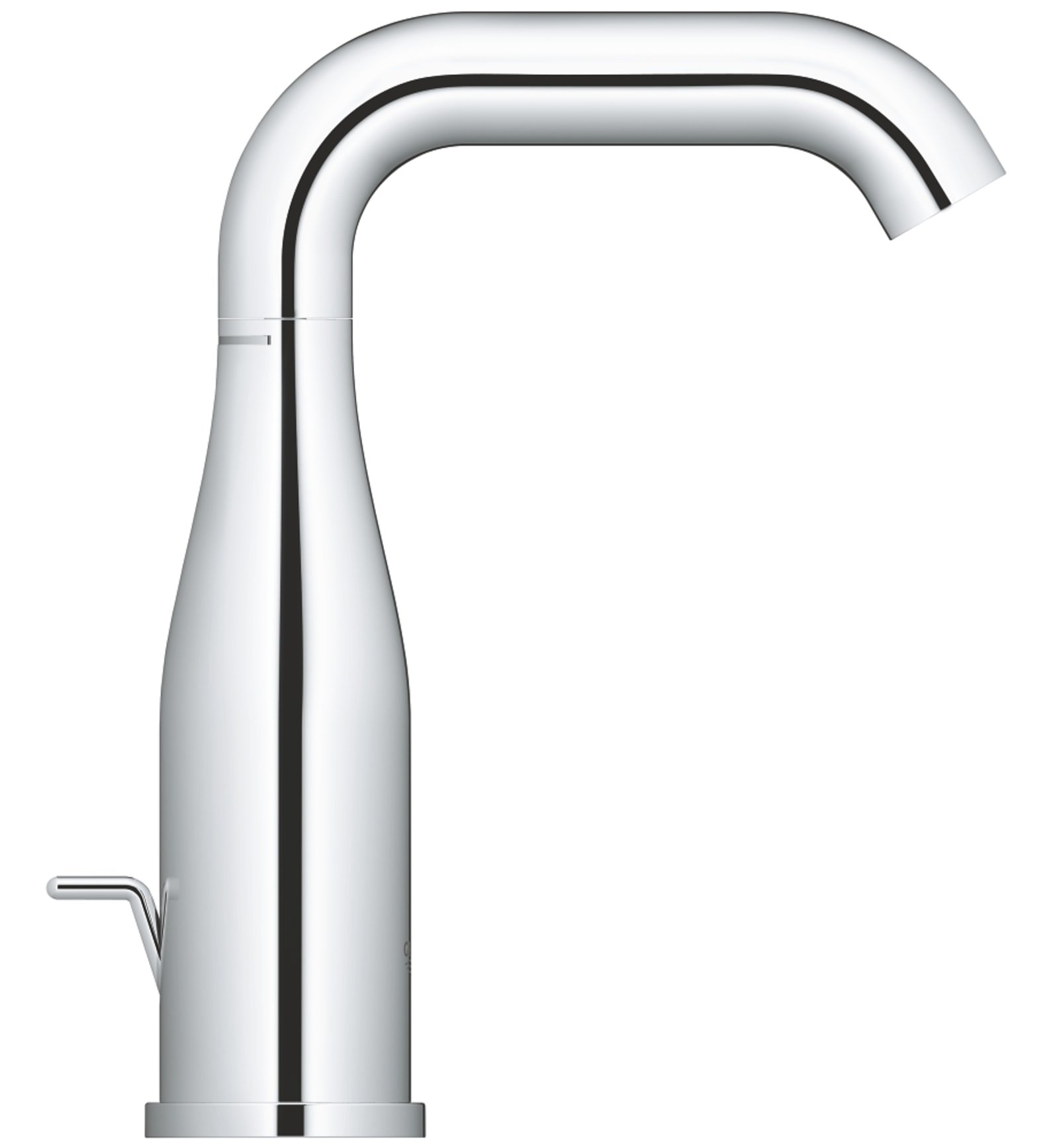 Grohe Essence New, Wastafelmengkraan, M-size, trekwaste, eengreeps, 1-gats, 193mm hoogte, 114mm uitloop hoog, draaibaar, chroom (1200540199)