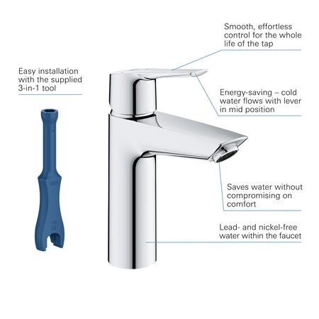 Grohe Start wastafelmengkraan Es Push Open, M-Size