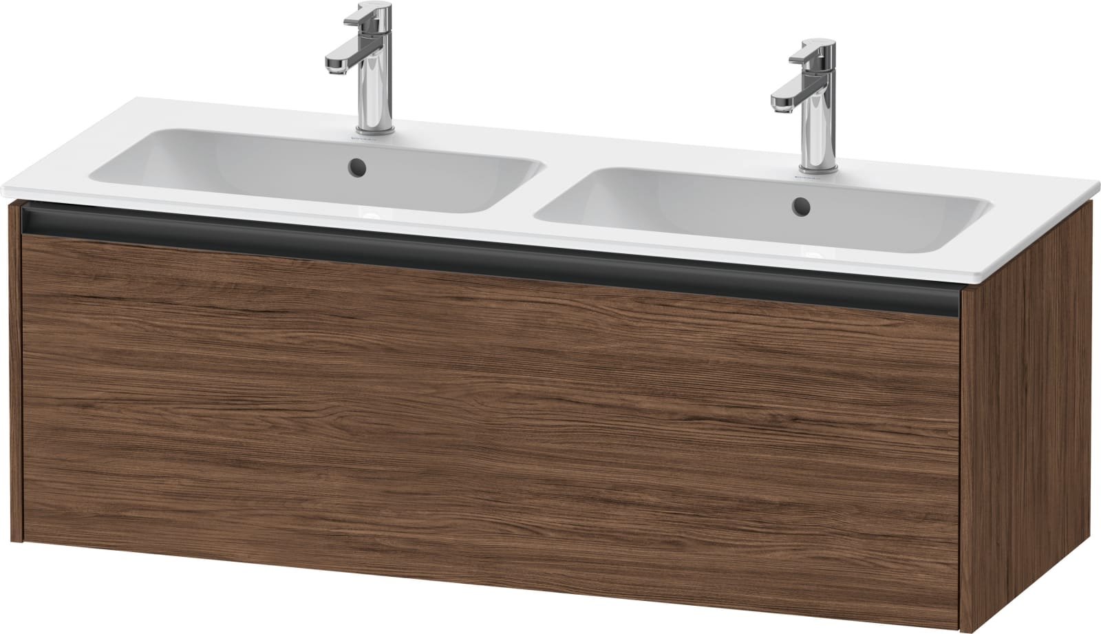Duravit Ketho.2 Wastafelonderbouw hangend, Noten donker Mat, rechthoekig, aantal grote lades: 1 – K25066021210000