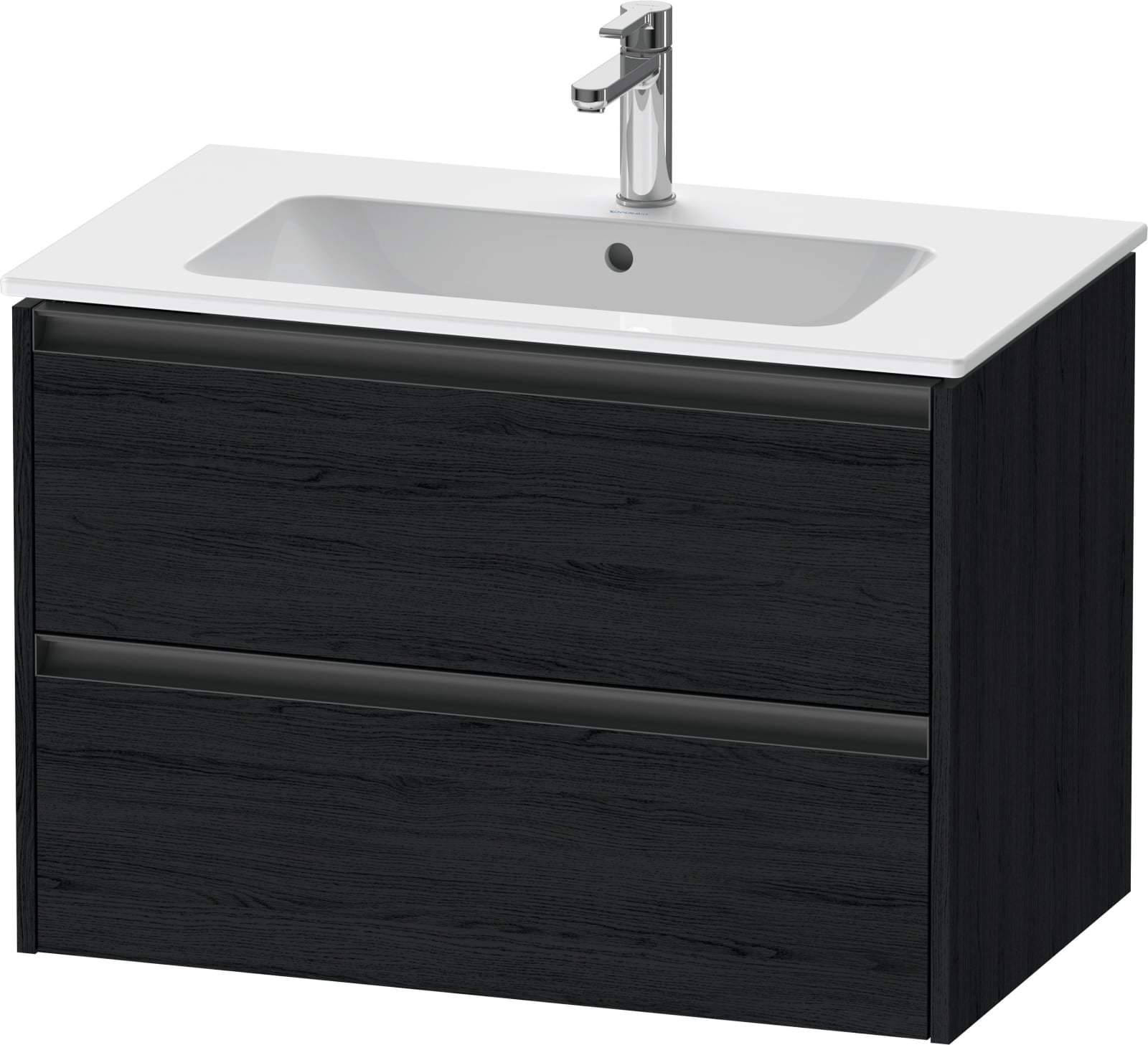 Duravit Ketho.2 Wastafelonderbouw hangend, Eiken zwart Mat, rechthoekig, aantal kleine lades: 2 – K25263016160000