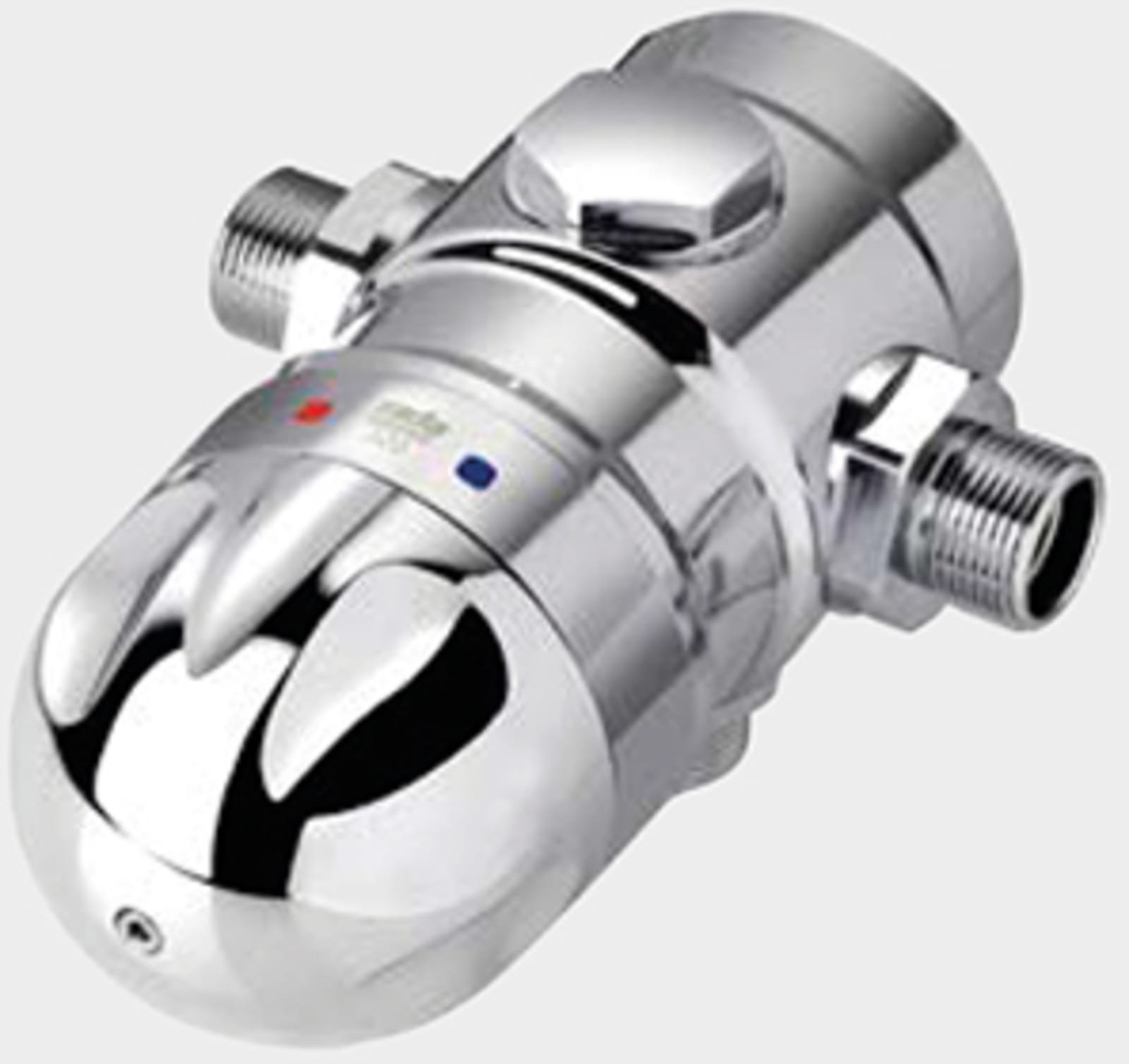 Rada thermostatisch mengapparaat, type 320 M, voor opbouw leidingwerk, 3/4" buitendraad, met keerkleppen en vuilfilters