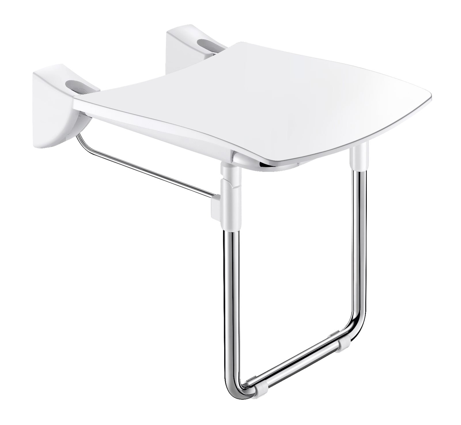 Opklapbaar douchezitje extra comfort + voet RVS glanz. gepol.