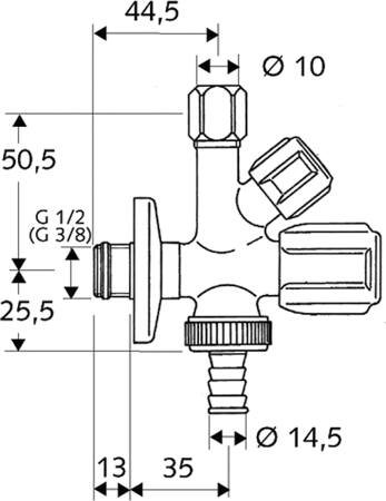 Schell combinatie-hoekregelkraan comfort met (RV) met (ASAG) 1/2" verchroomd