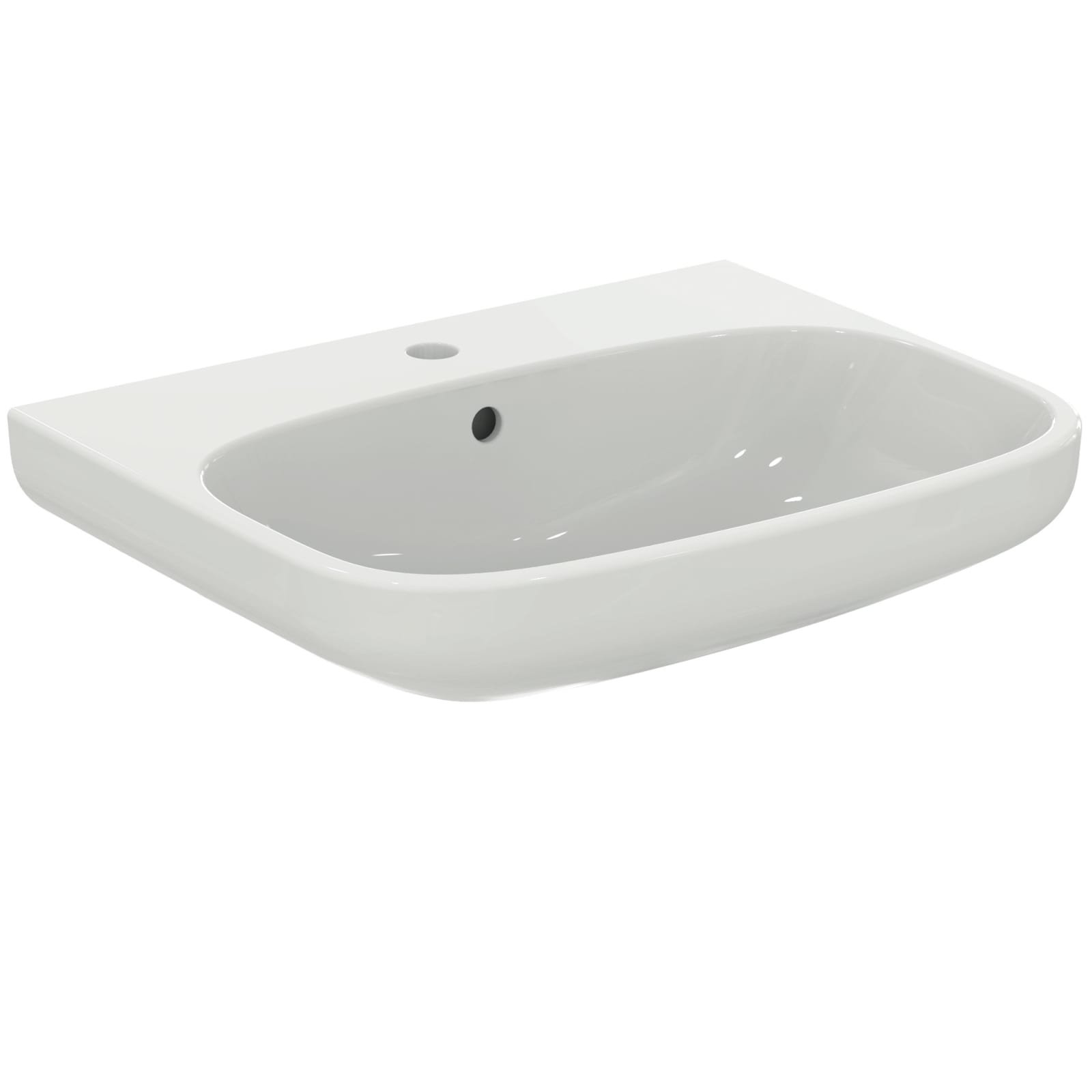 I.LIFE A | WASTAFEL 600X480X180 MM GLANZEND WIT, 1 KRAANGAT, MET OVERL