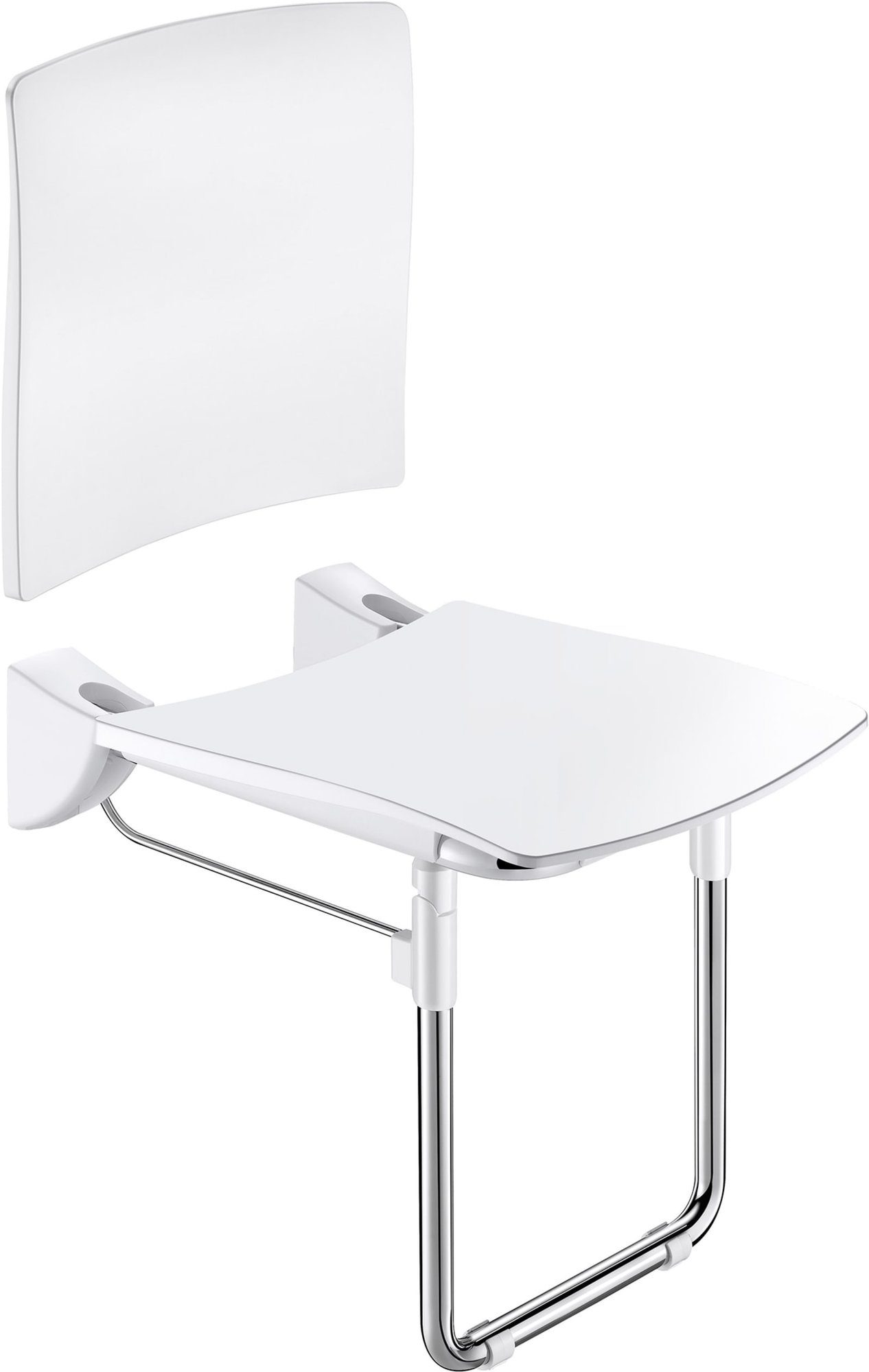 Opklapb. douchezitje extra comfort + rugsteun + voet RVS