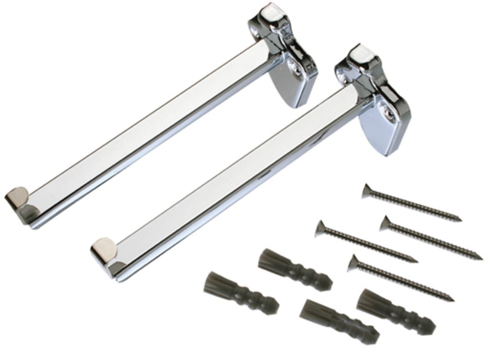 Raminex glasplaatconsoles of planchethouders voor glazen planchets van max 120mm diep en 5mm dik. Chroom