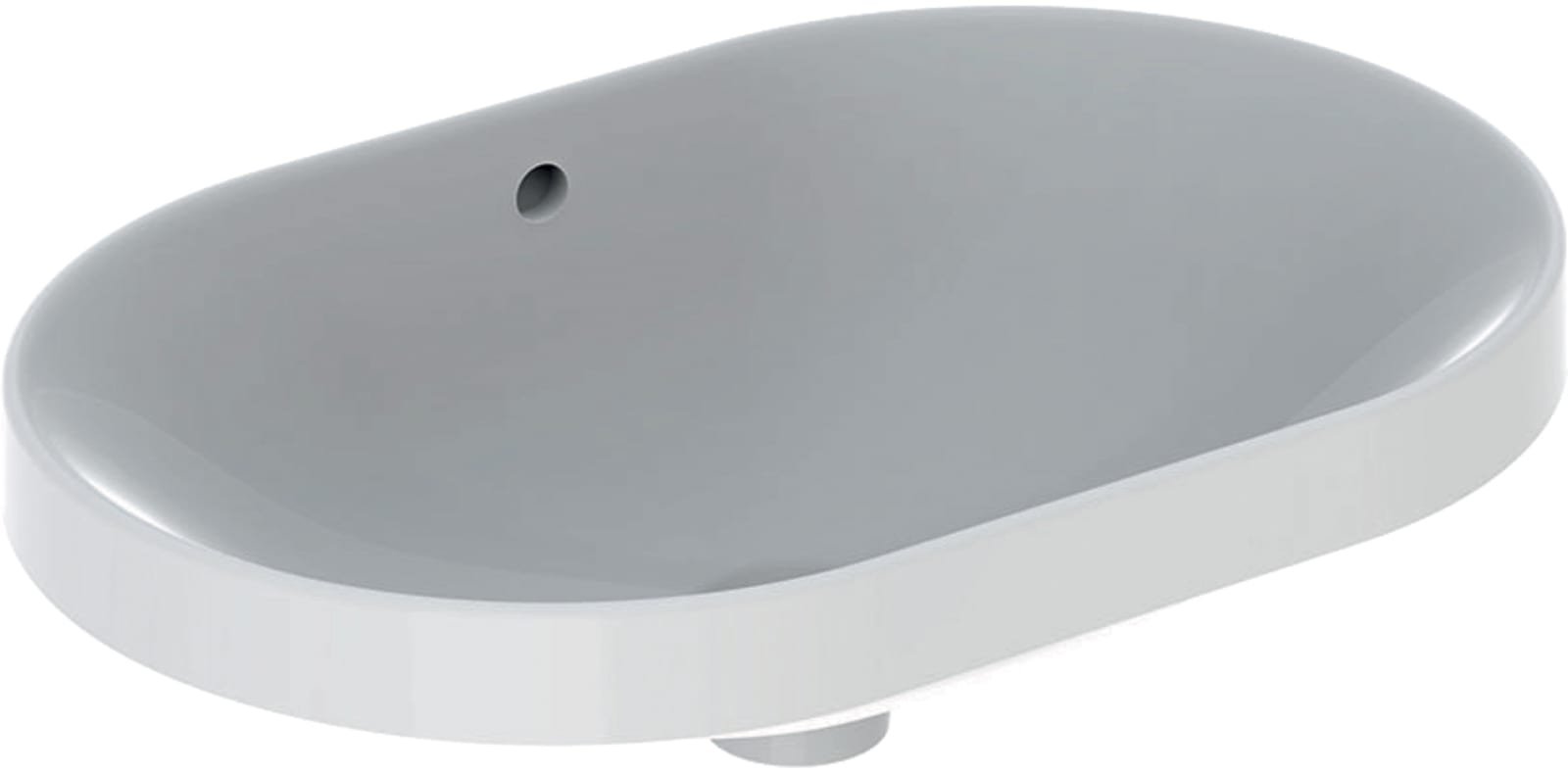 Geberit VariForm, Wastafel, ellips, opbouw, 1x waskom, overloop, keramiek, vuilafstotend, 600 x 480 x 178mm (BxDxH), wit