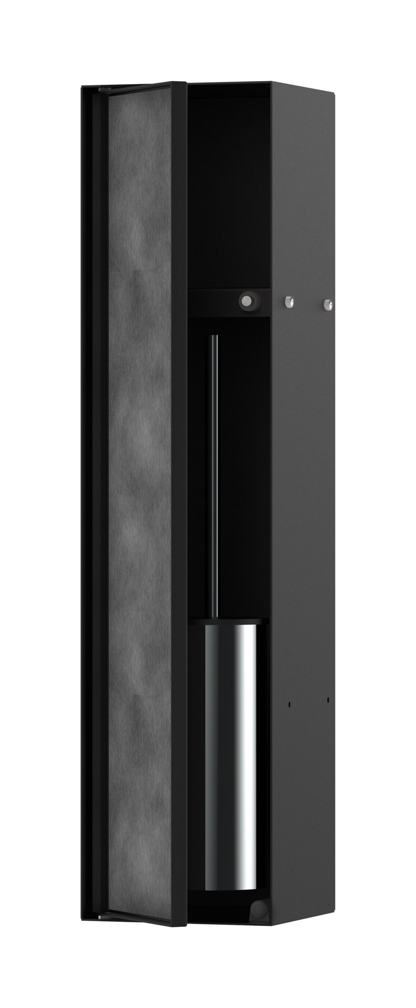 Hansgrohe XtraStoris Rock inbouw toiletborstelhouder, planchet, betegelbare deur mat zwart