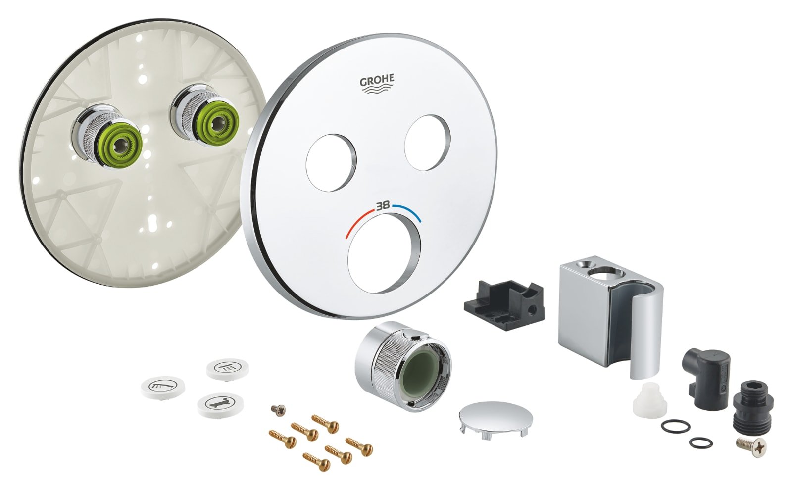 Grohe dummy 29120000 Grohtherm smartcontrol opbouwdeel t m. omstel (2x) met douchehouder, rond, chroom