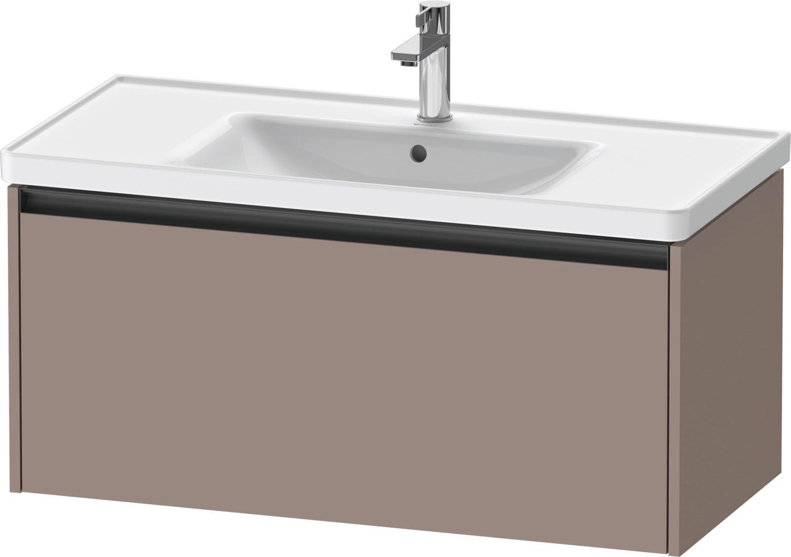 Duravit Ketho.2 Wastafelonderbouw hangend, Basalt Mat, rechthoekig, aantal grote lades: 1 – K25084043430000
