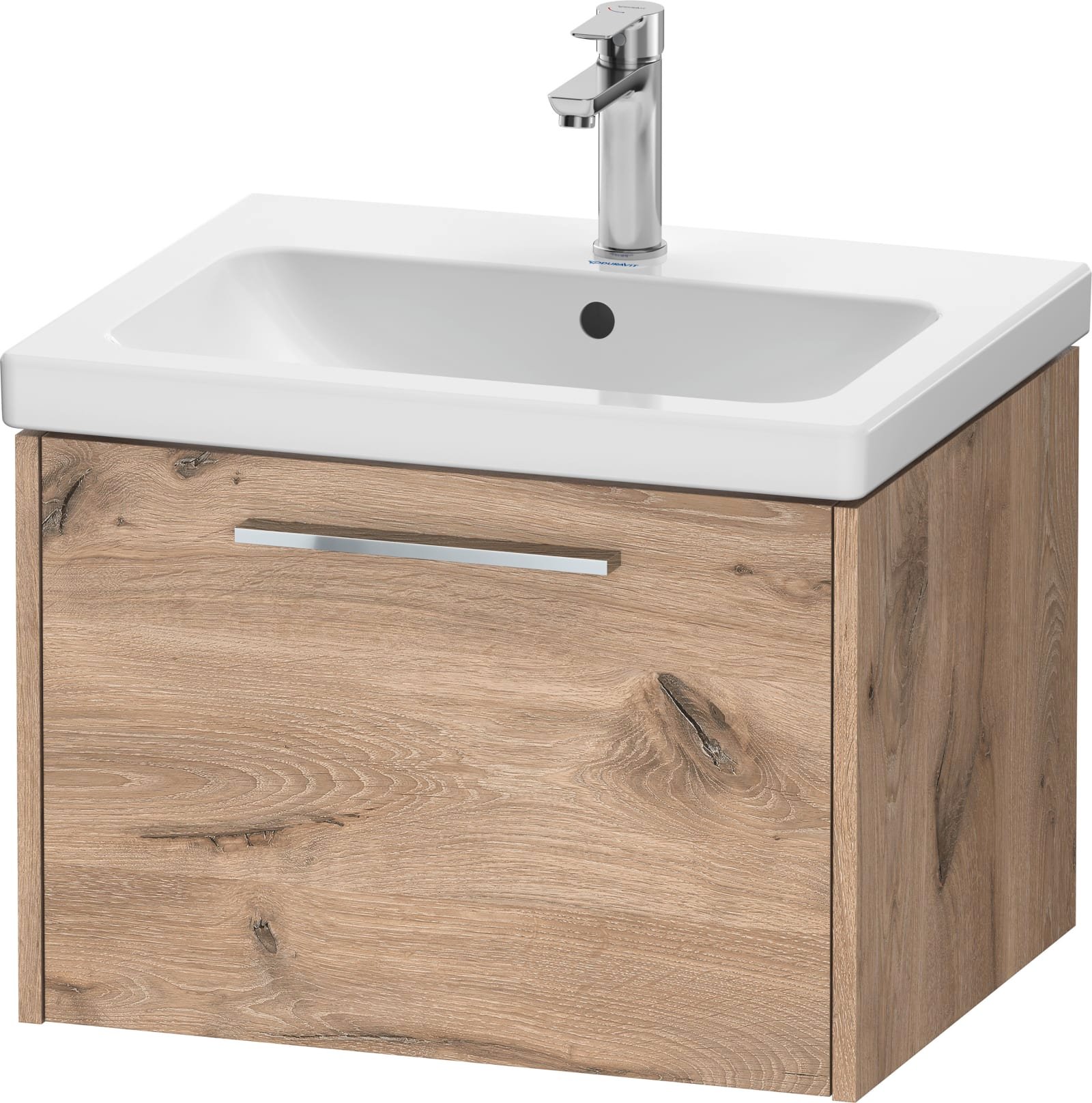 Duravit D-Code Wastafelonderbouw hangend, Gemarmerd eikenhout Mat, rechthoekig, aantal grote lades: 1 – DC4665010550000