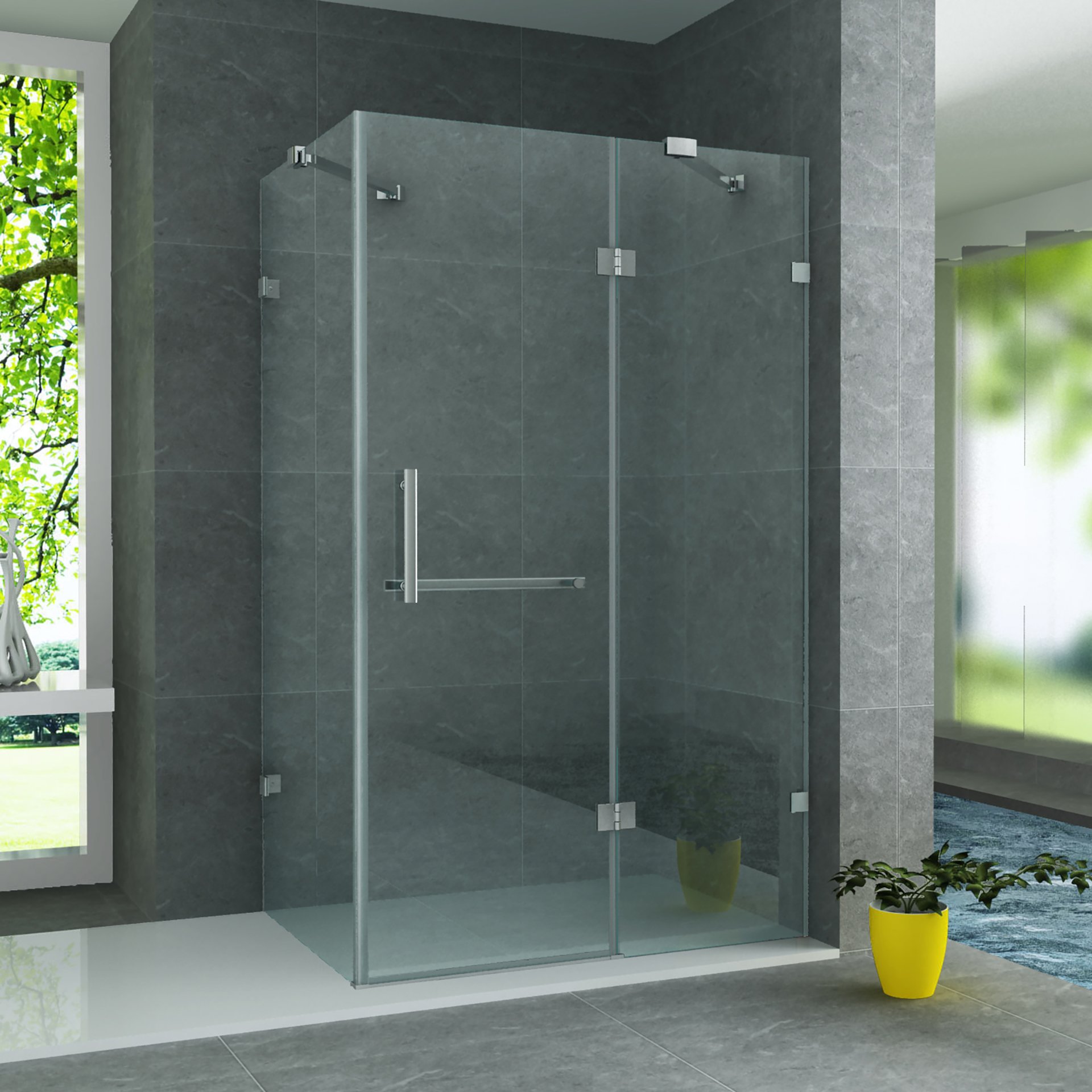 ALONI DOUCHECABINE - DRAAIDEUR, VAST WANDJE EN ZIJWAND - 800 X 1200 X 1950MM - CHROOM - HELDER GLAS