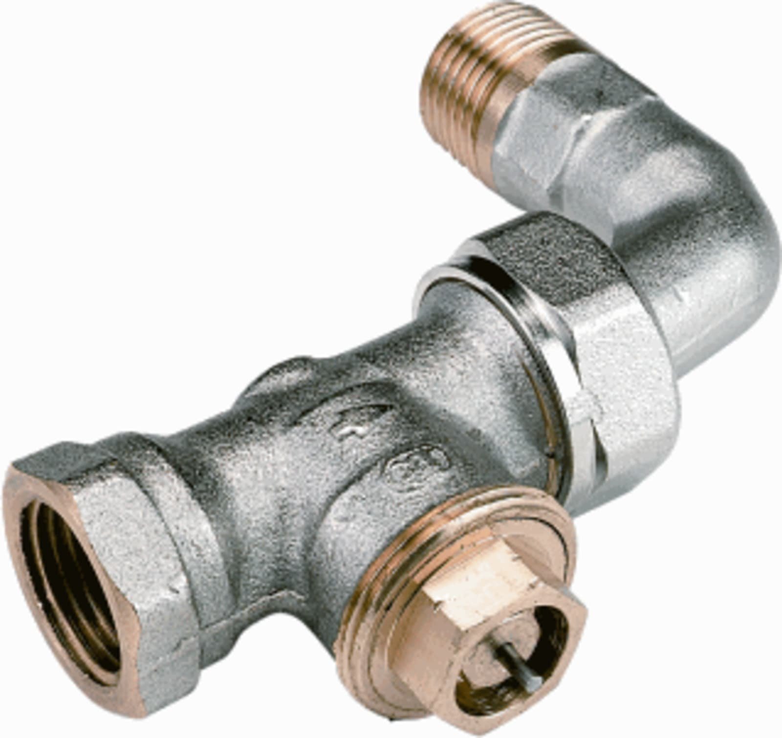 Comap thermostatische radiatorkraan met vaste Kv-waarde. type R809QC. 1/2" recht + bocht. t.b.v. M28 kop (1-Pijps systeem)