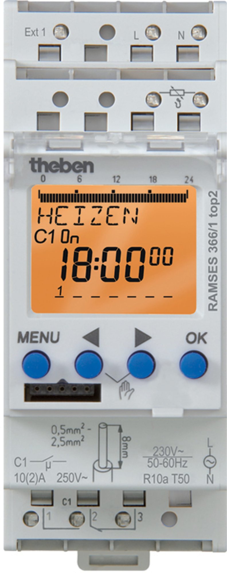 Theben digitale klokthermostaat, 1 kanaal, 1 zone, weekprogrammering, telefoon