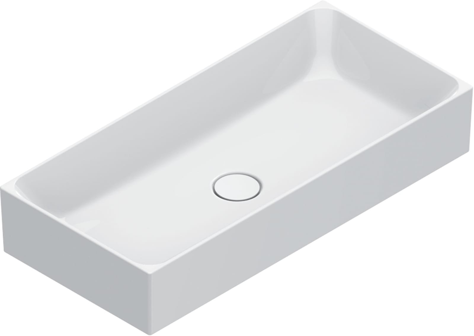 Catalano Premium waskom, antibacterieel, zonder overloop. 75x35 cm, h13 cm. Wit