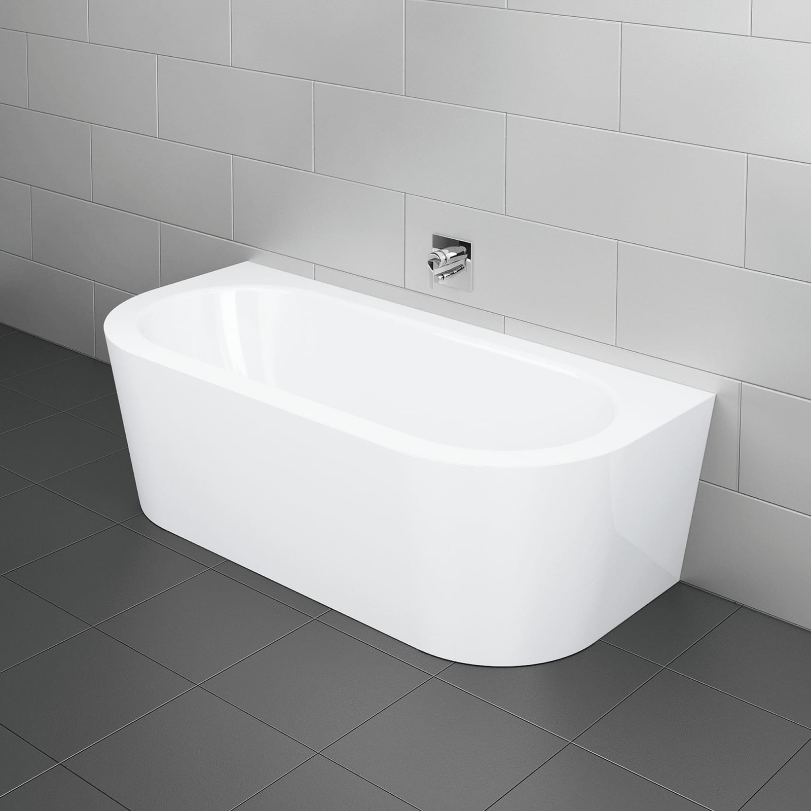 Bette BetteStarletI Silhouette, Ligbad, assymetrisch, wand, 1750 x 800 x 420mm (LxBxH), wit