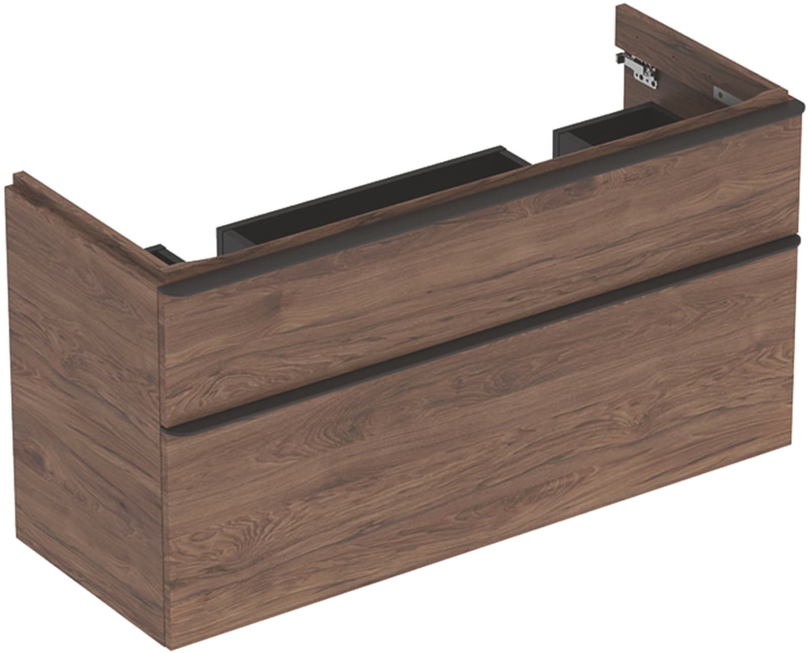 Geberit Smyle, Wastafelonderbouwkast, vierkant, dubbel, 2x lade, spaanplaat, 617 x 1184 x 470mm (HxBxD), notelaar hickory