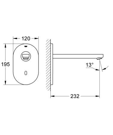 Grohe Eurosmart Cosmopolitan Electronische wandkraan zonder menging, RVS-look