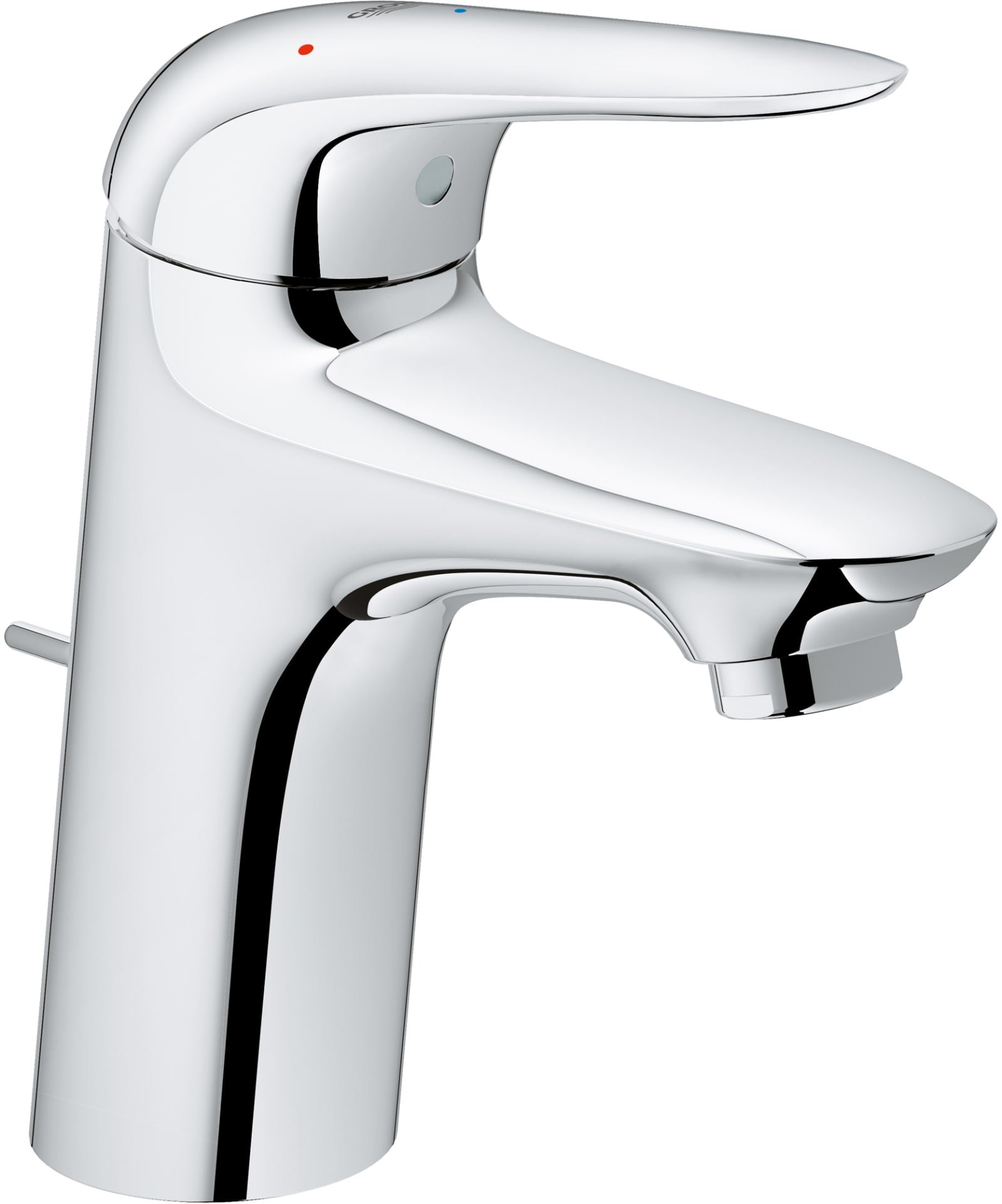 Grohe Eurostyle New, Wastafelmengkraan, S-size, ES, trekwaste, eengreeps, 1-gats, 163mm hoogte, 110mm uitloop, vast, chroom thumbnail 2