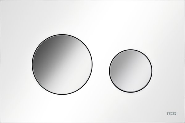 TECELOOP WC-BEDIENINGSPLAAT - DUOSPOELTECHNIEK - KUNSTSTOF - GLANZEND WIT / GLANZEND ZWART