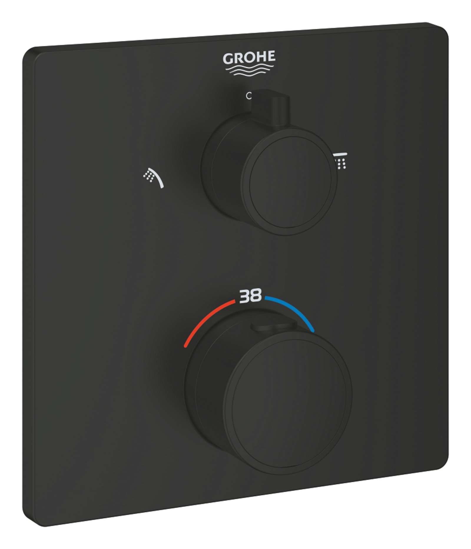Grohe Grohtherm Opbouwdeel Vierkant Met Omstel (Hoofddouche / Handdouche), Matte Black