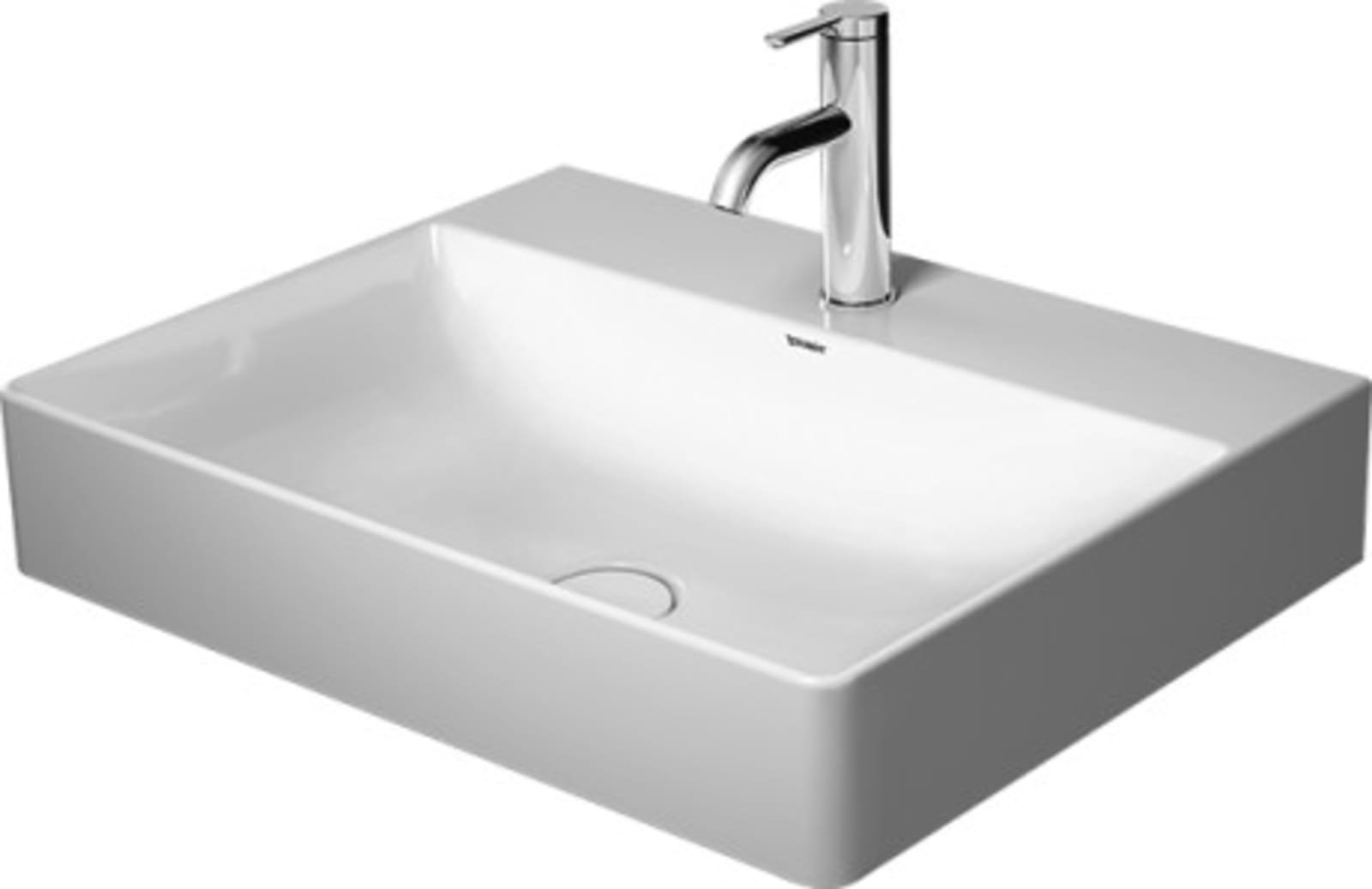 Duravit DuraSquare Wastafel 600 mm Wit Hoogglans, kraanvlak, aantal kraangaten per wasplaats: 1 – 2353600041