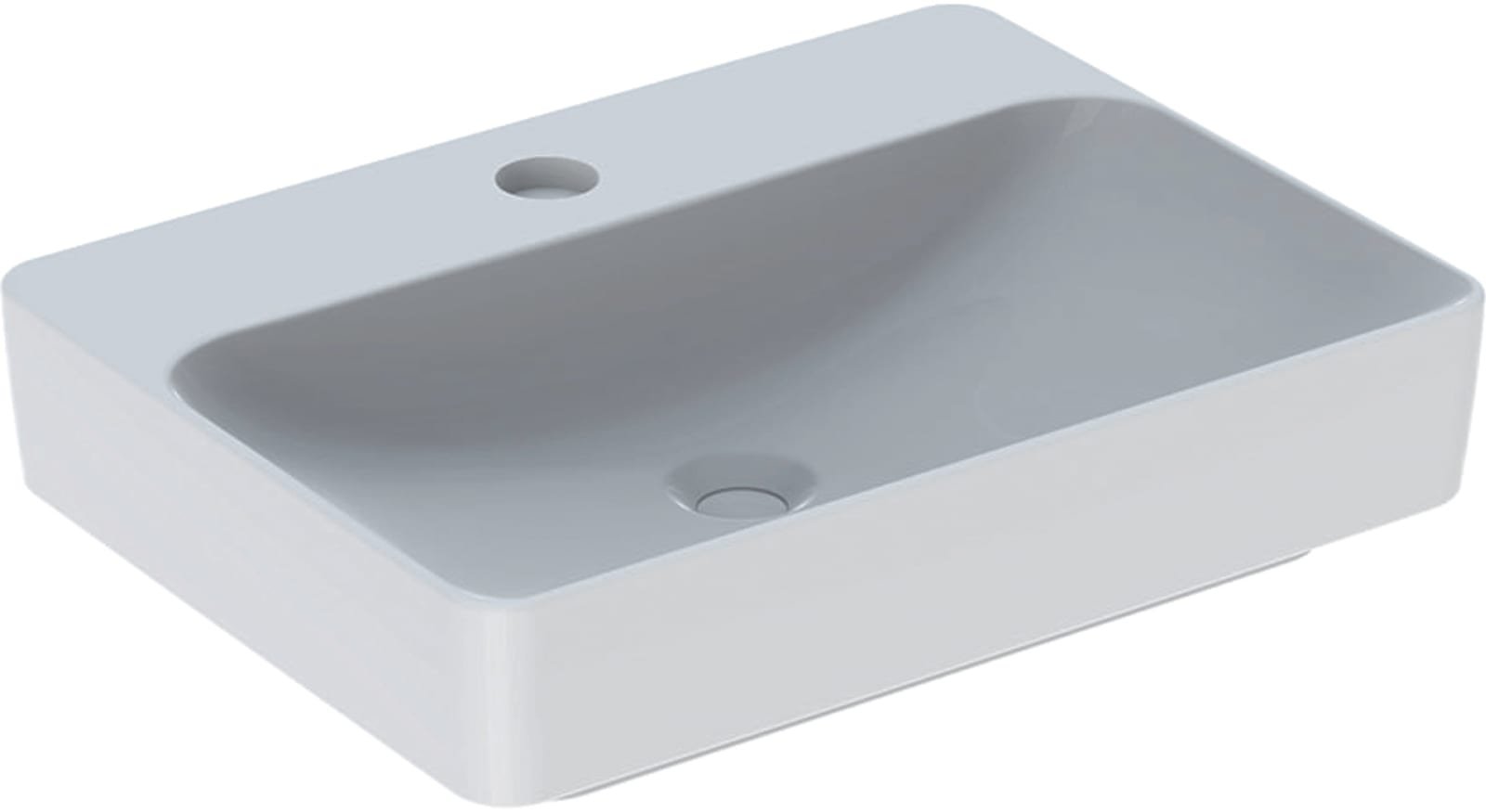 Geberit VariForm, Wastafel, Opzet, 1x waskom, kraangat midden, keramiek, 600 x 450 x 158mm (BxDxH), wit