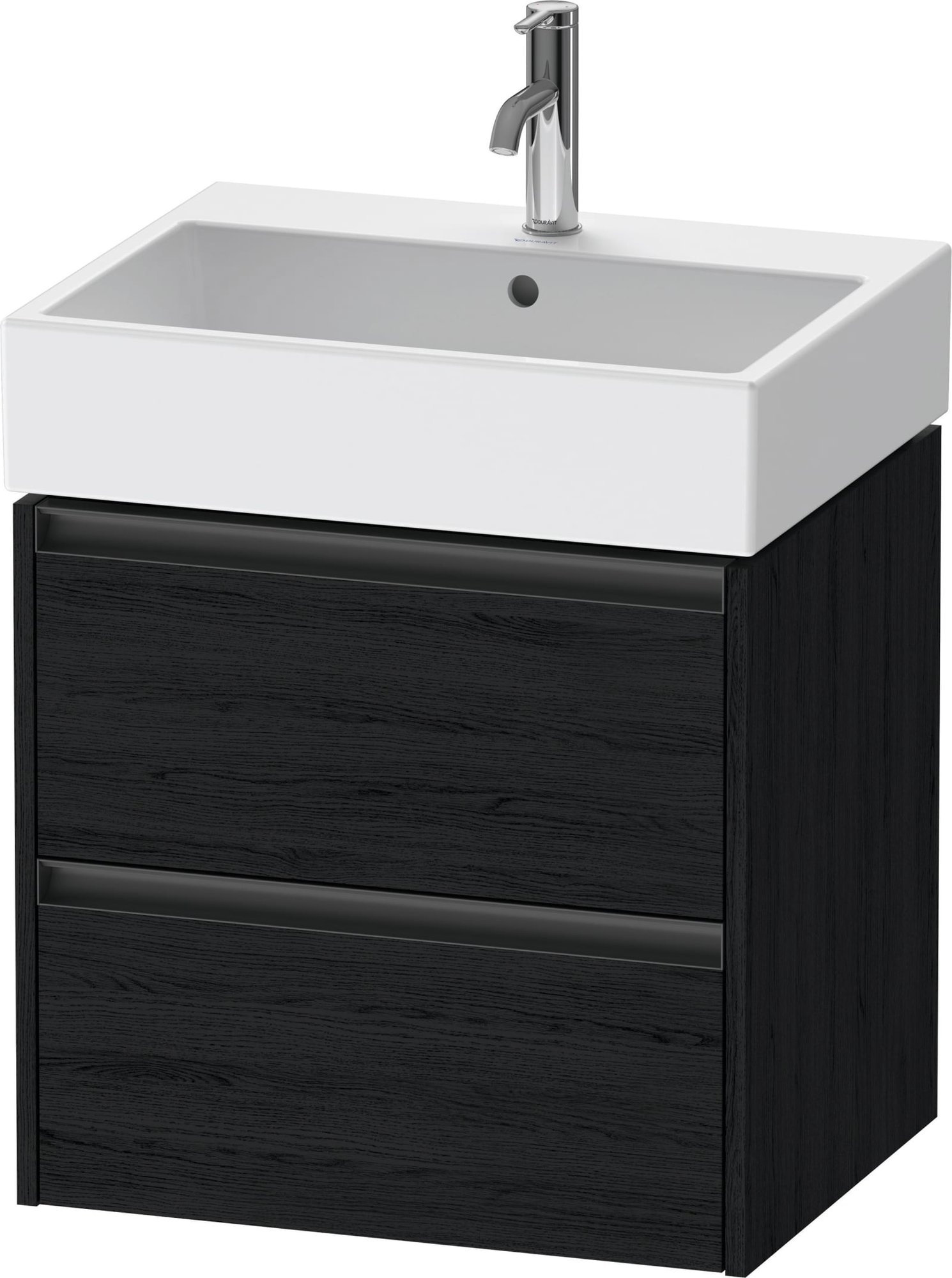 Duravit Ketho.2 Wastafelonderbouw hangend, Eiken zwart Mat, rechthoekig, aantal kleine lades: 2 – K25275016160000