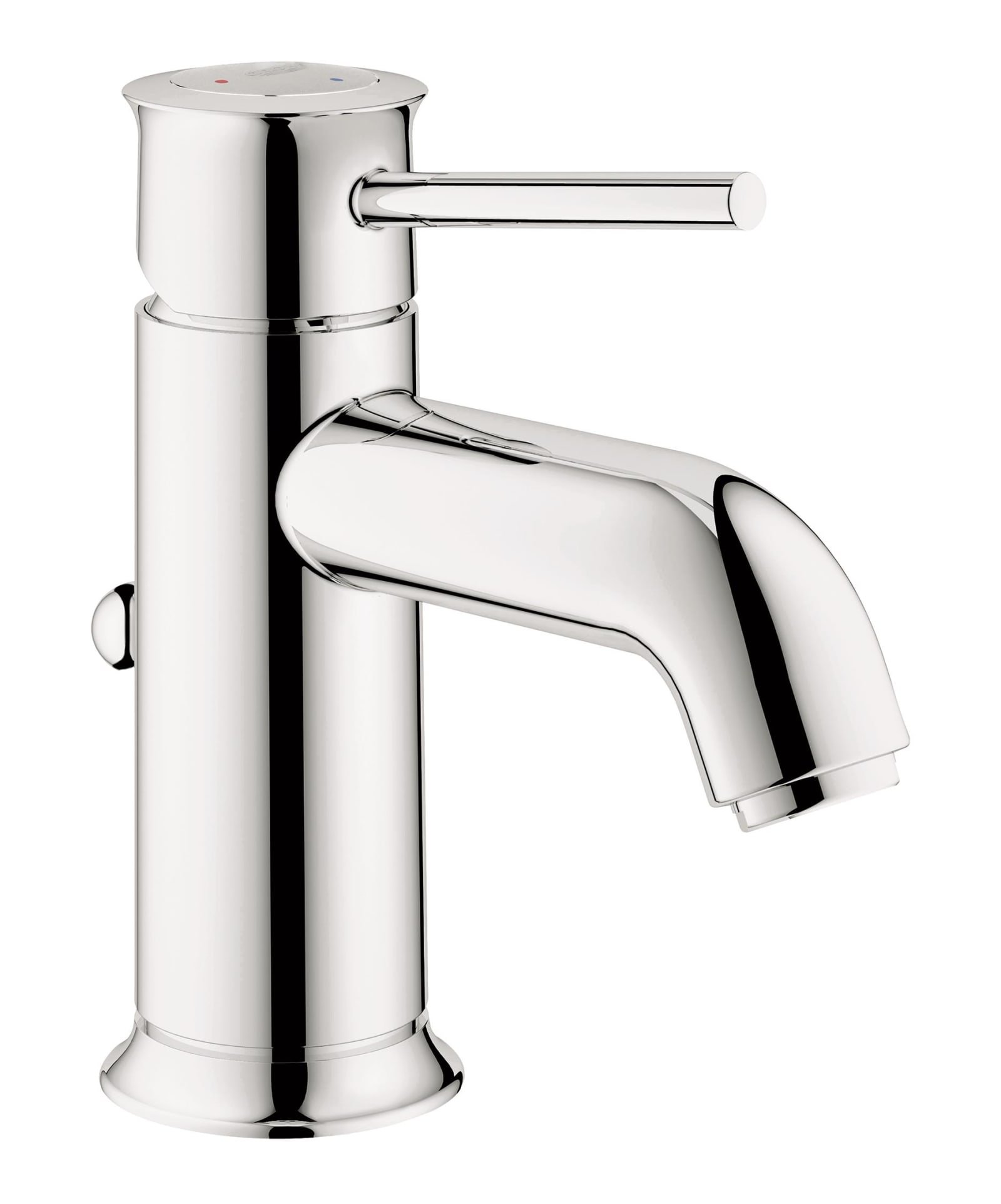 Grohe Start Classic, Wastafelmengkraan, S-size, ES, trekwaste, eengreeps, 1-gats, 187mm hoogte, 107mm uitloop, vast, chroom