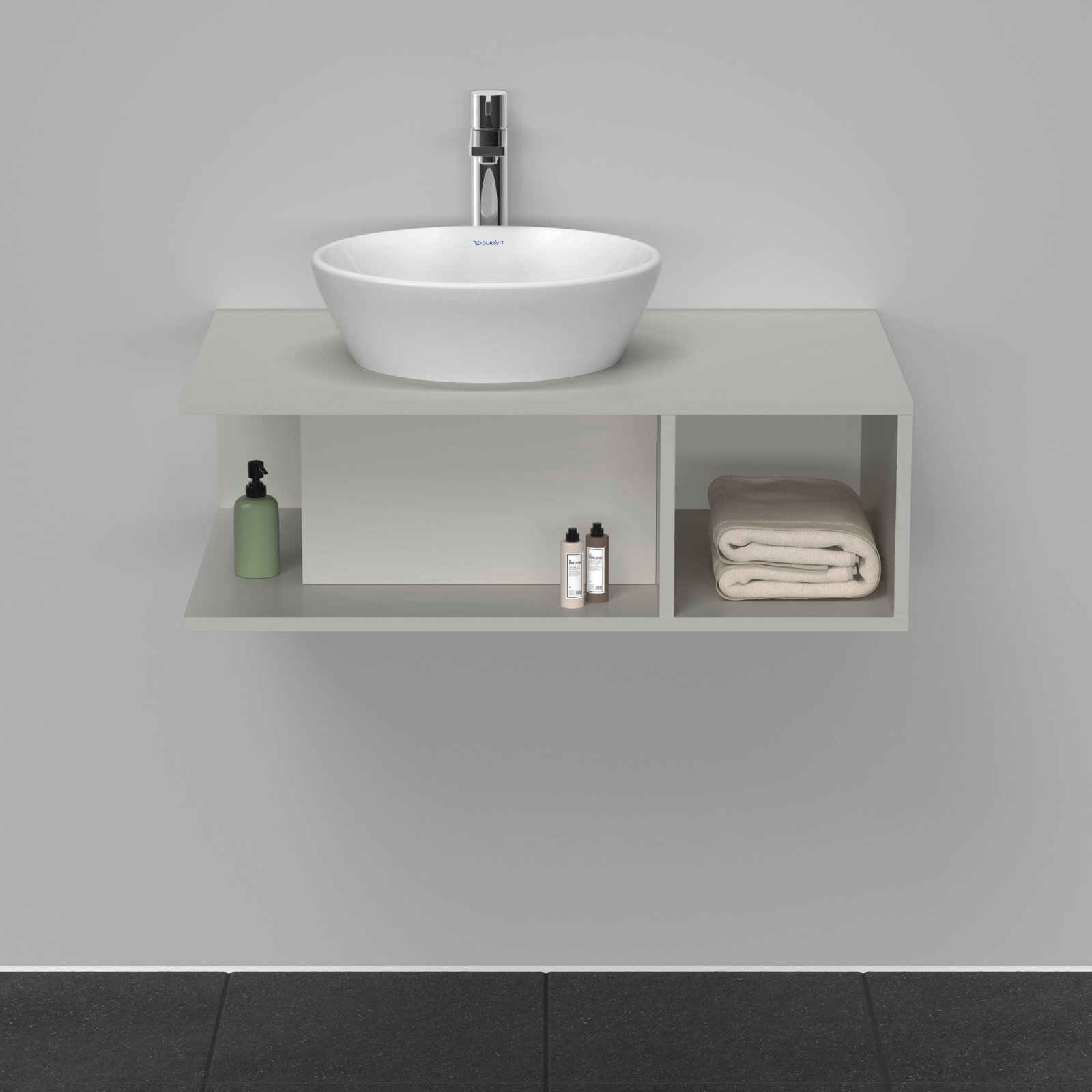 Duravit D-Neo Console wastafelonderbouw hangend, Betongrijs Mat, rechthoekig, aantal uitsparingen: 1 – DE492800707
