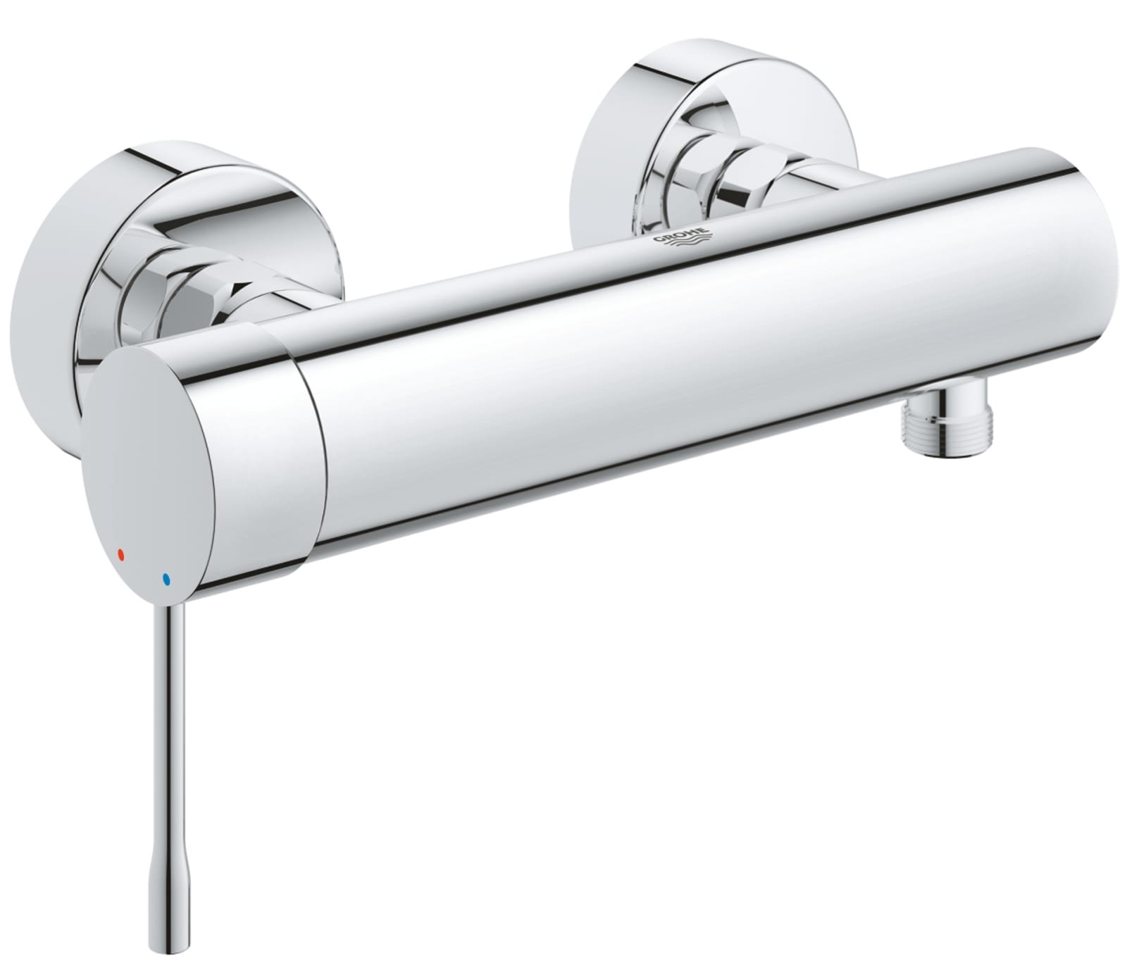 Grohe Essence New, Douchemengkraan, wand, eengreeps, 2-gats, cartouche keramisch, 150mm hartafstand, met koppelingen, chroom