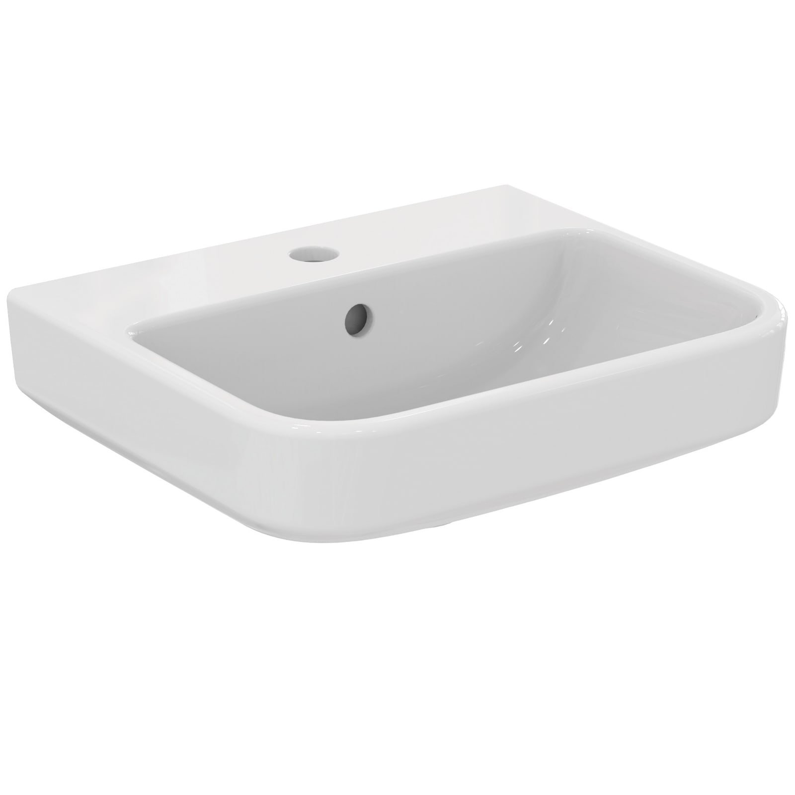 I.LIFE B | FONTEIN 450X380X160 MM GLANZEND WIT, 1 KRAANGAT, MET OVERL