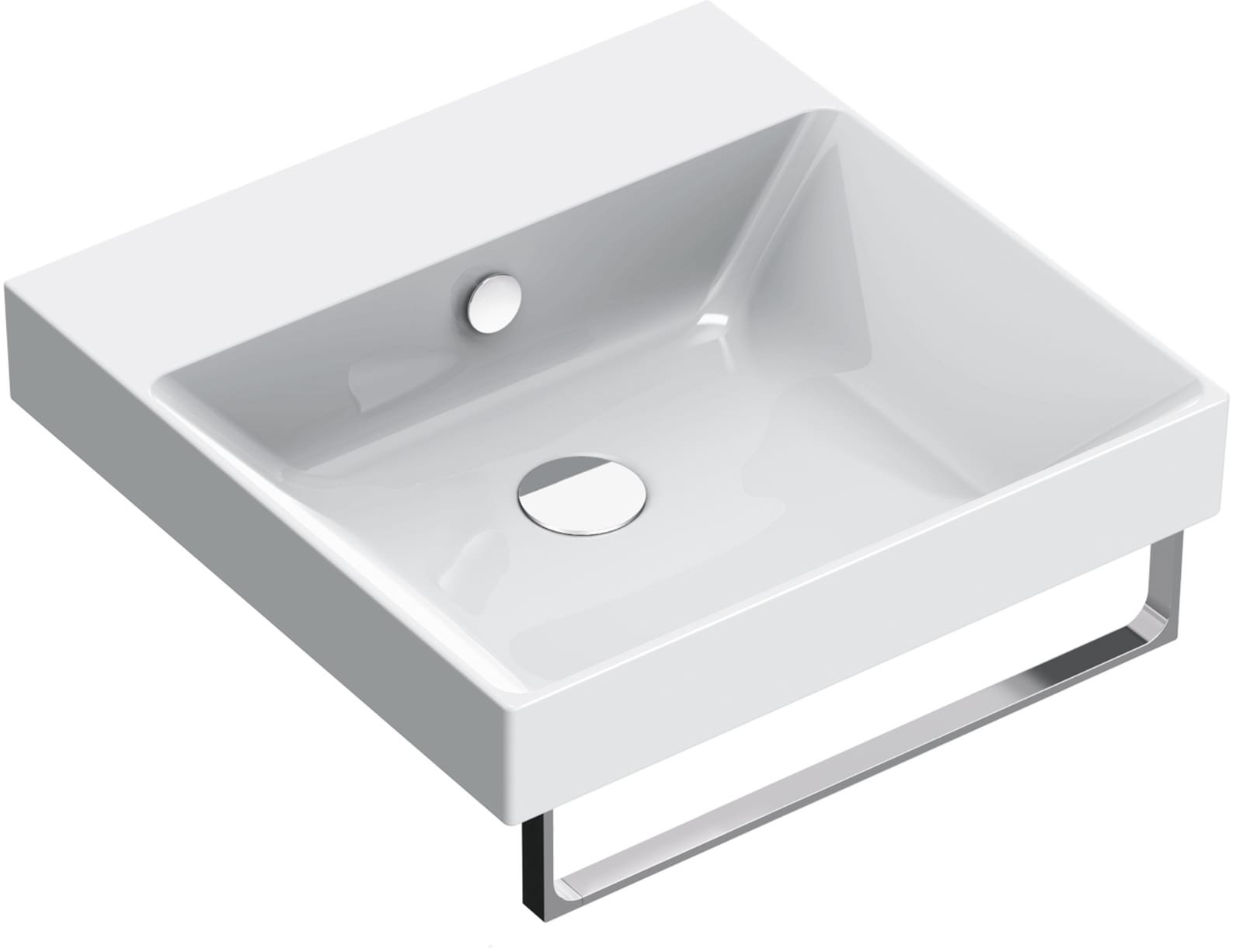 Catalano Zero wastafel, wandhangend/ ingebouwd/ sit-on. Antibacterieel, voorzien voor 3 kraangaten, overloop. 50x50 cm, wit