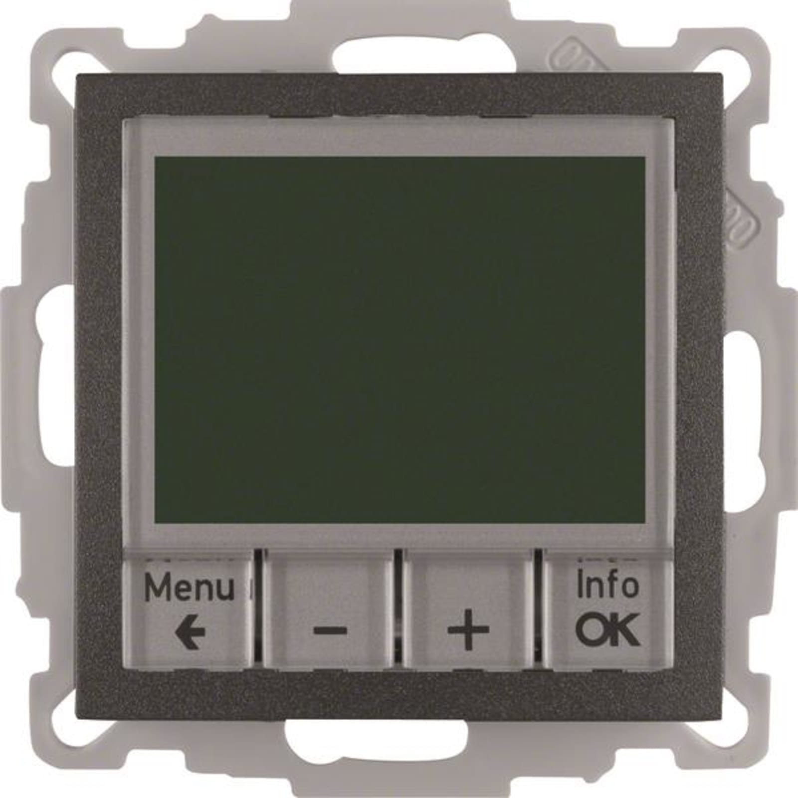 Hager Berker S.1/B.3/B.7, ruimtethermostaat, inbouw, met display, maakcontact, 10-10°C, hxbxd 71x71x42mm RAL7016
