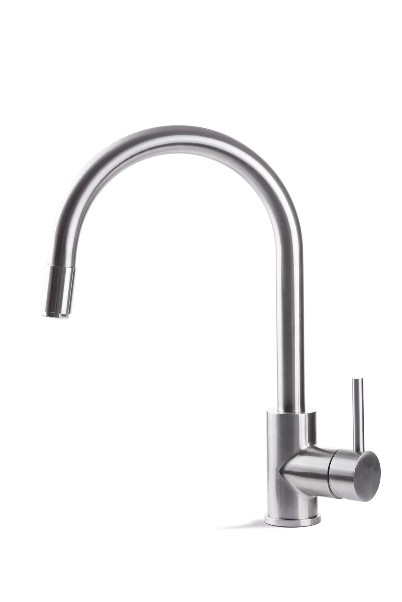 Blue Label Viborg Steel keukenmengkraan, eengreeps, C uitloop, met uittrekbare handdouche, rvs