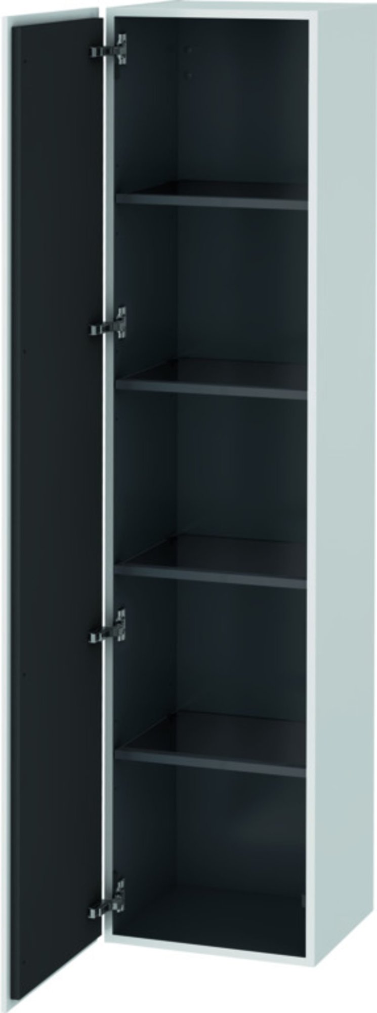 Duravit L-Cube hoge kast, 1deuraanslag links, 1760 x 400 x 363 1 deur, 4 glazen planchets met alu dragersysteem, wit mat