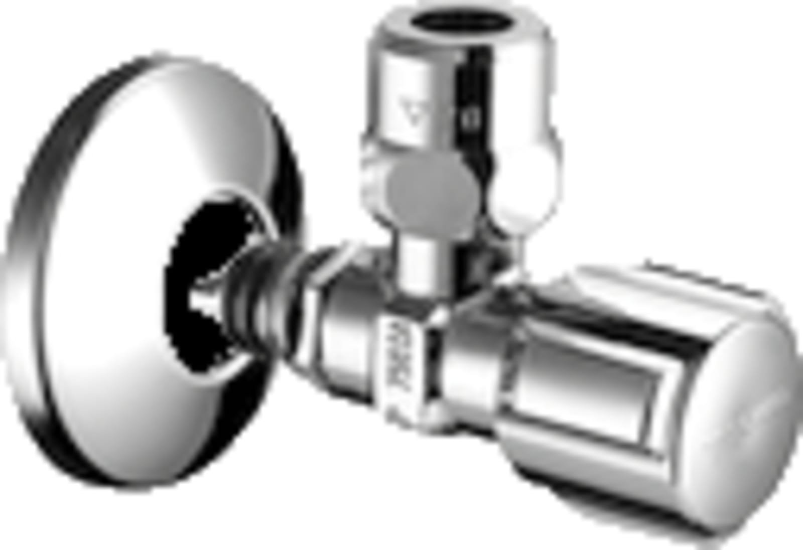 Schell stopkraan, haaks, handgreep, met afdekrozet, handgreep, steekeind, messing