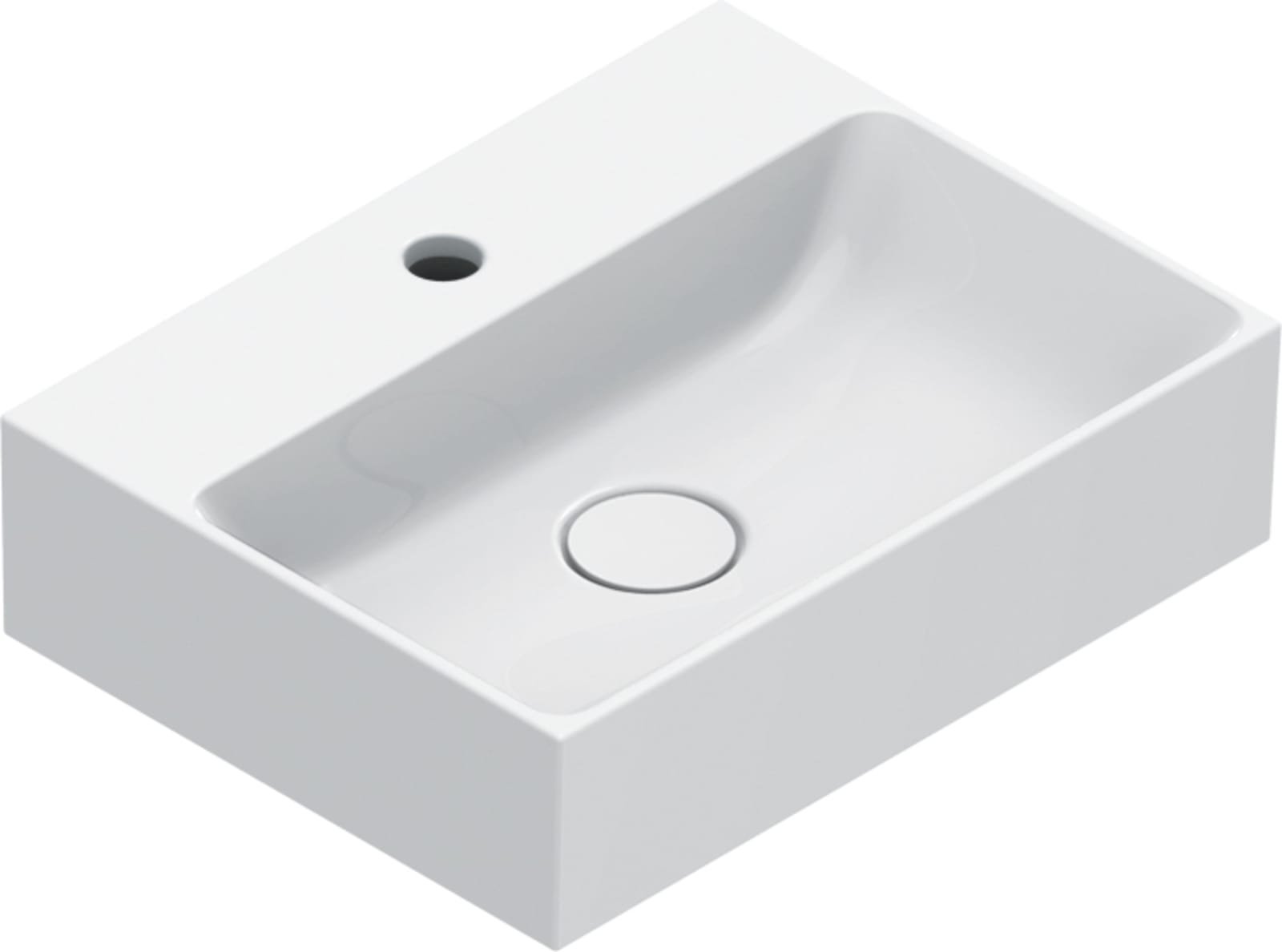 Catalano Premium fontein. Antibact, voorzien voor 1 kraangat, zonder overloop. 45x35 cm, h12 cm. Wit